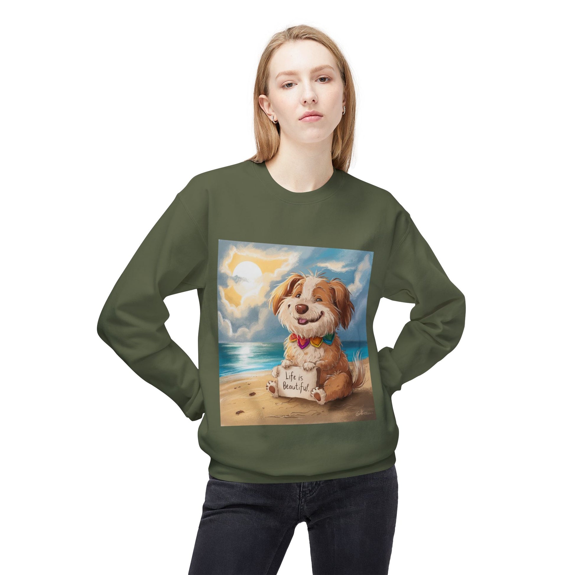 Dog Lover Crewneck Sweatshirt, Life is Beautiful