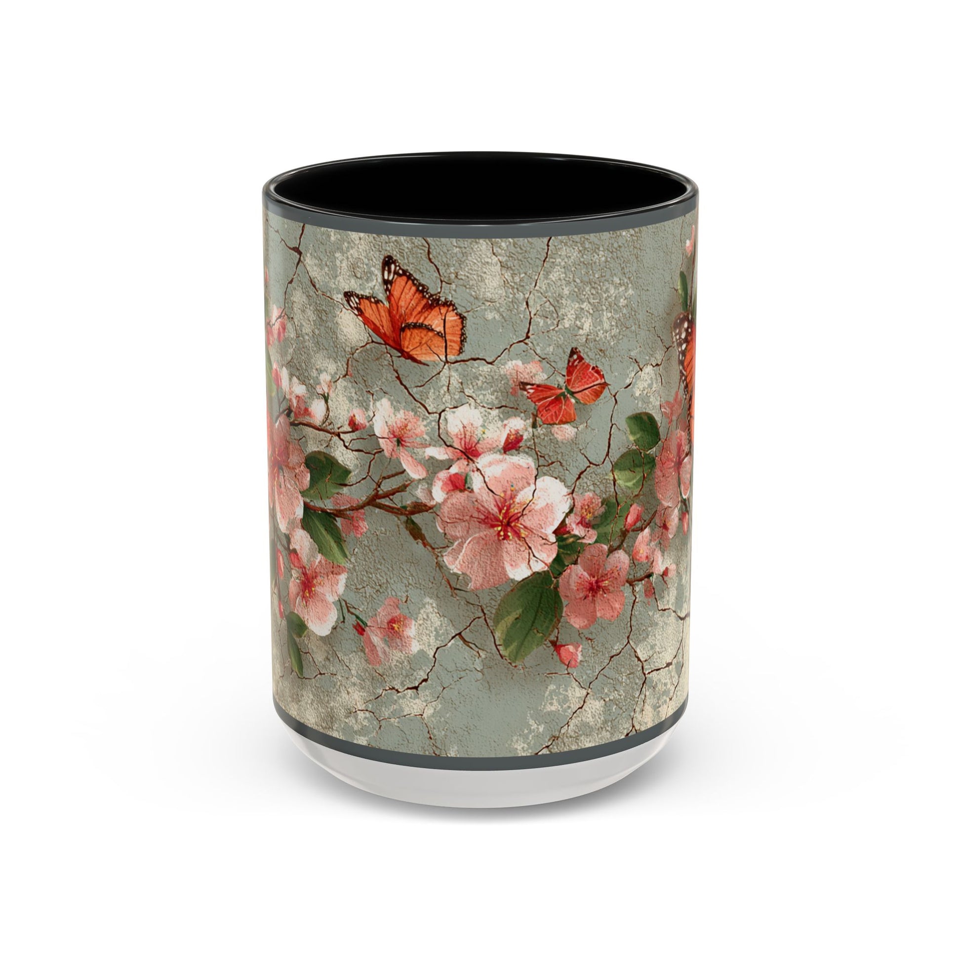 Floral Butterfly Accent Coffee Mug, Spring Gift, Kitchen Decor, Nature Lover Mug, Tea Cup