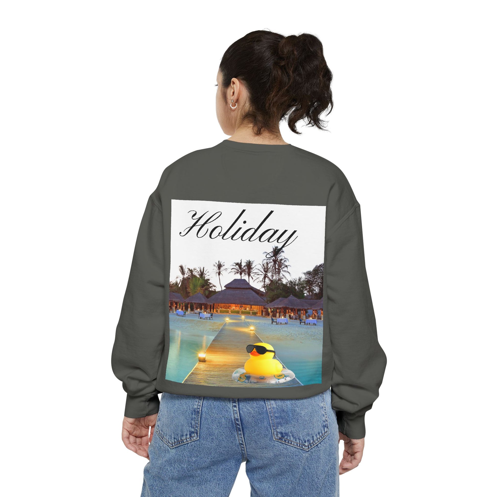 Holiday Rubber Duck Sweatshirt — Tropical Beach Graphic Sweatshirt