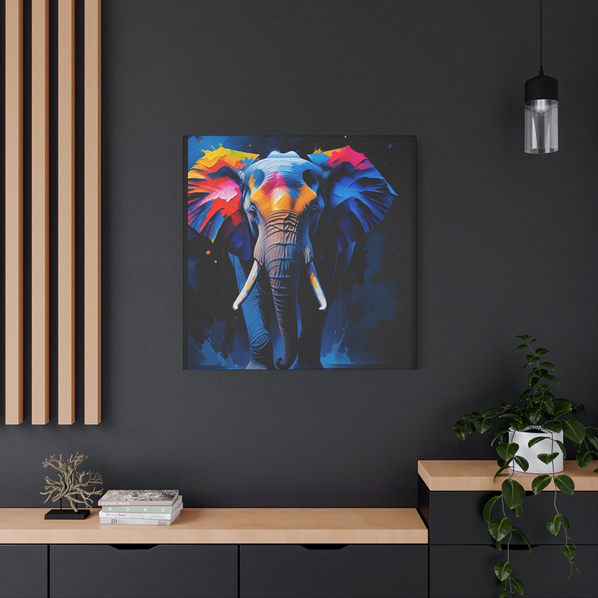 Colorful Elephant Canvas Wall Art, Vibrant Home Decor, Animal Lover Gift, Modern Art Print