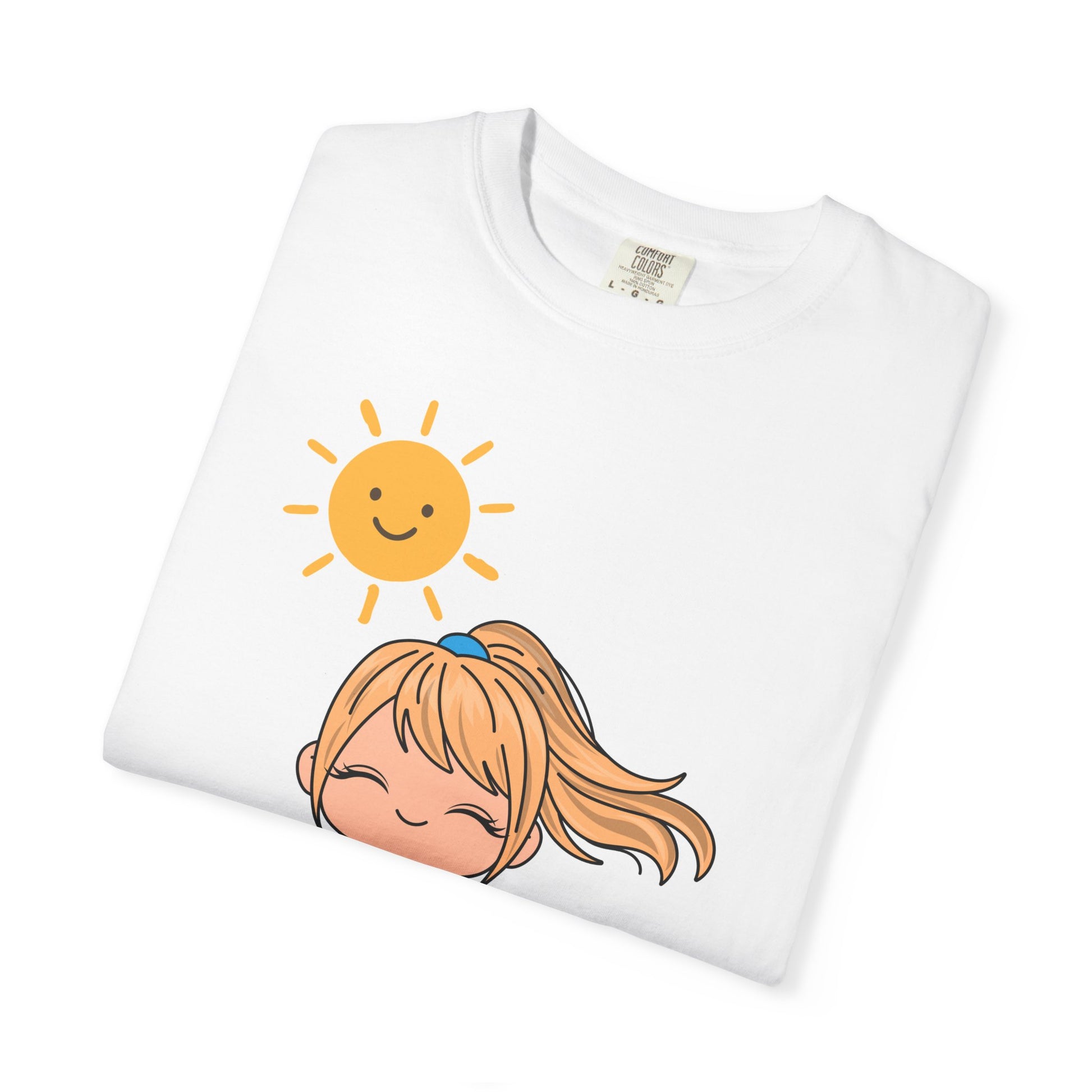 Cute Girl in Swimsuit T-Shirt — Sunny Beach Cartoon Tee