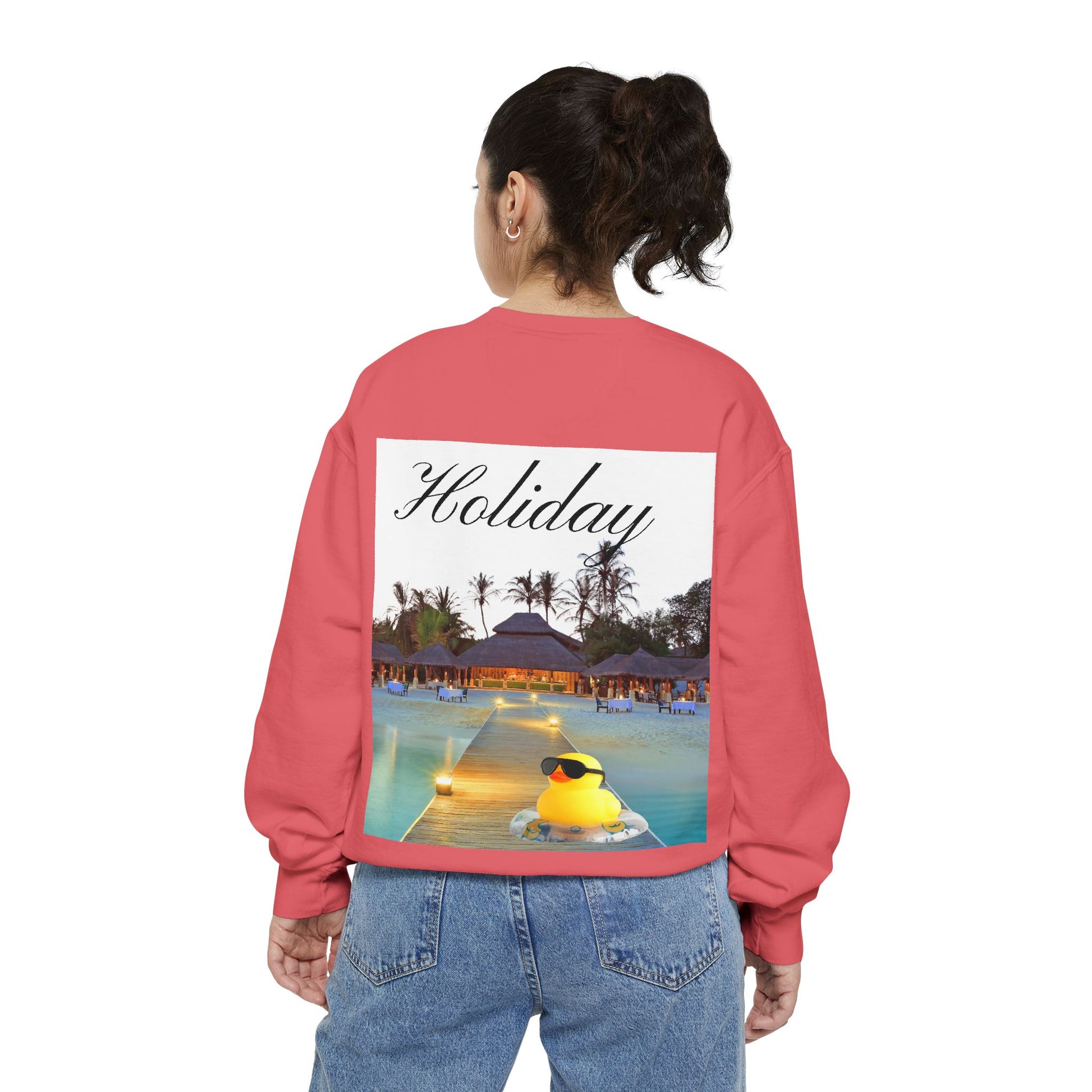 Holiday Rubber Duck Sweatshirt — Tropical Beach Graphic Sweatshirt