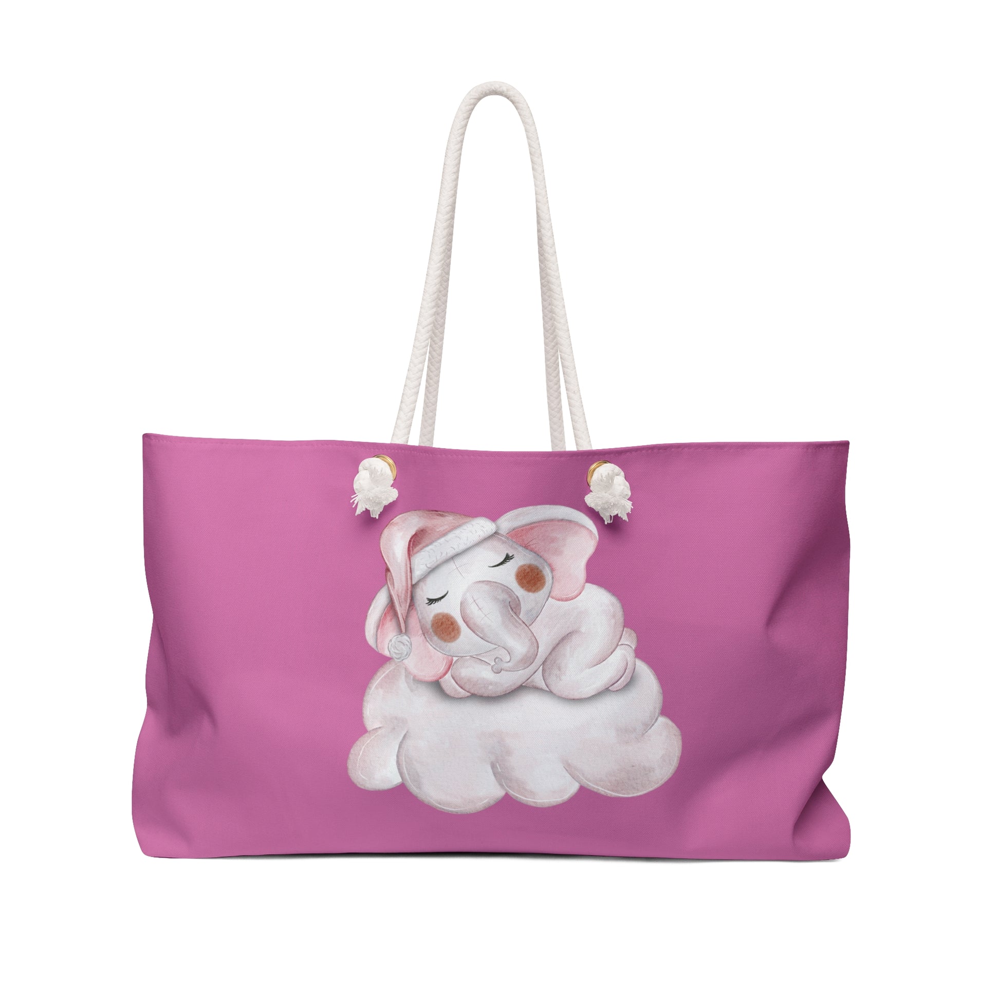 Cozy Elephant Weekender Bag | Cute Travel Tote, Weekend Getaway Bag, Animal Lover Gift, Pink Portable Bag