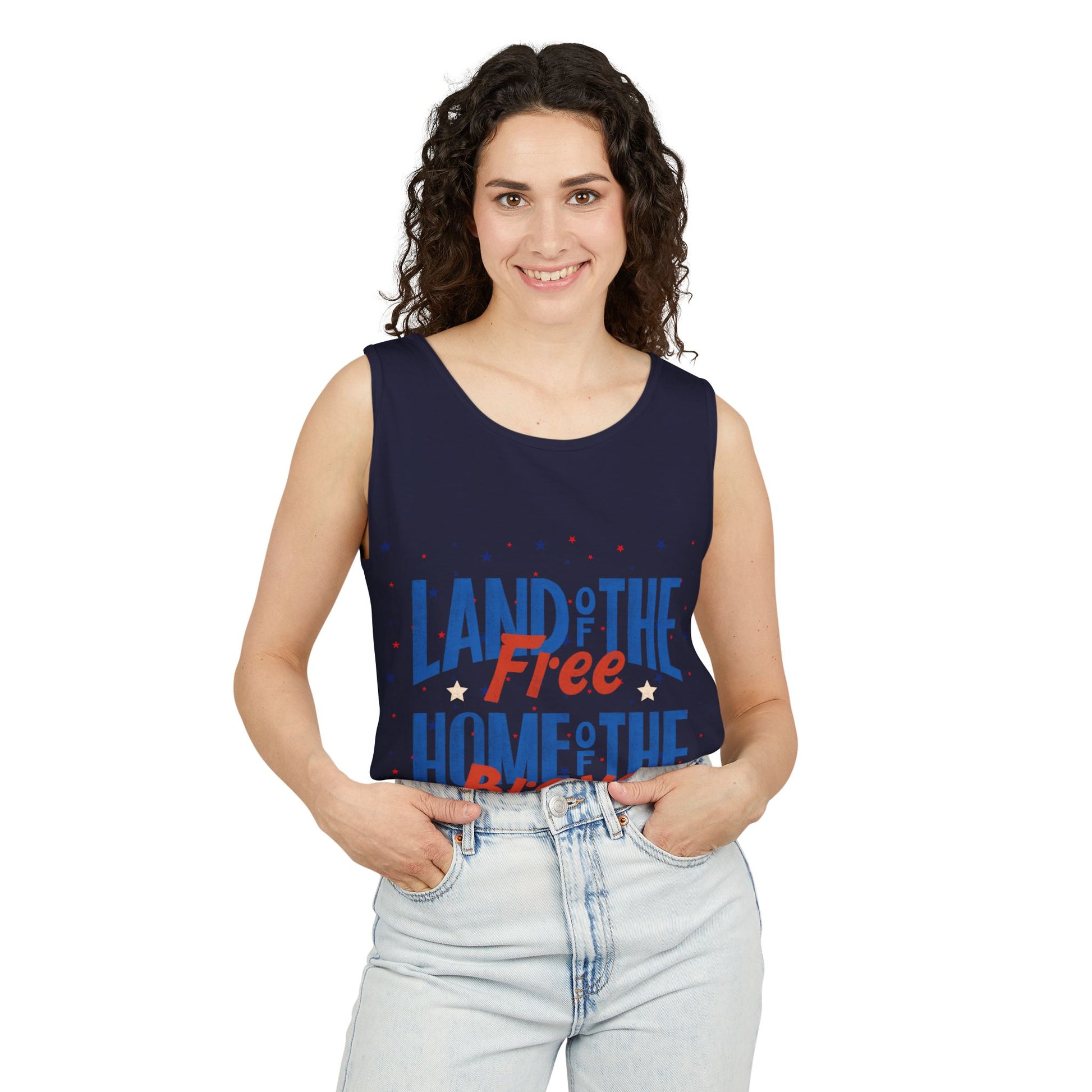 Patriotic "Land of the Free, Home of the Brave" Tank Top