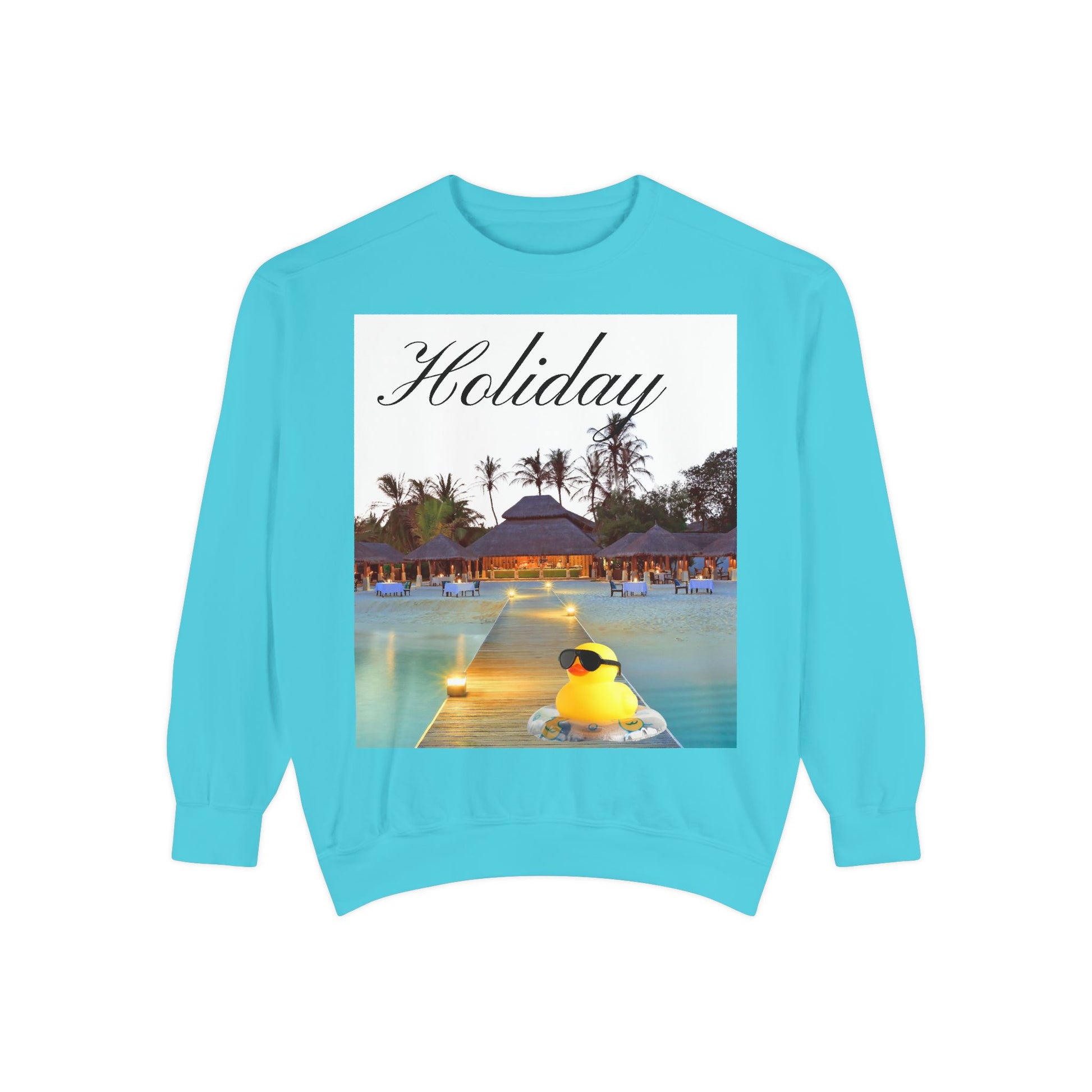 Holiday Rubber Duck Sweatshirt — Tropical Beach Graphic Sweatshirt