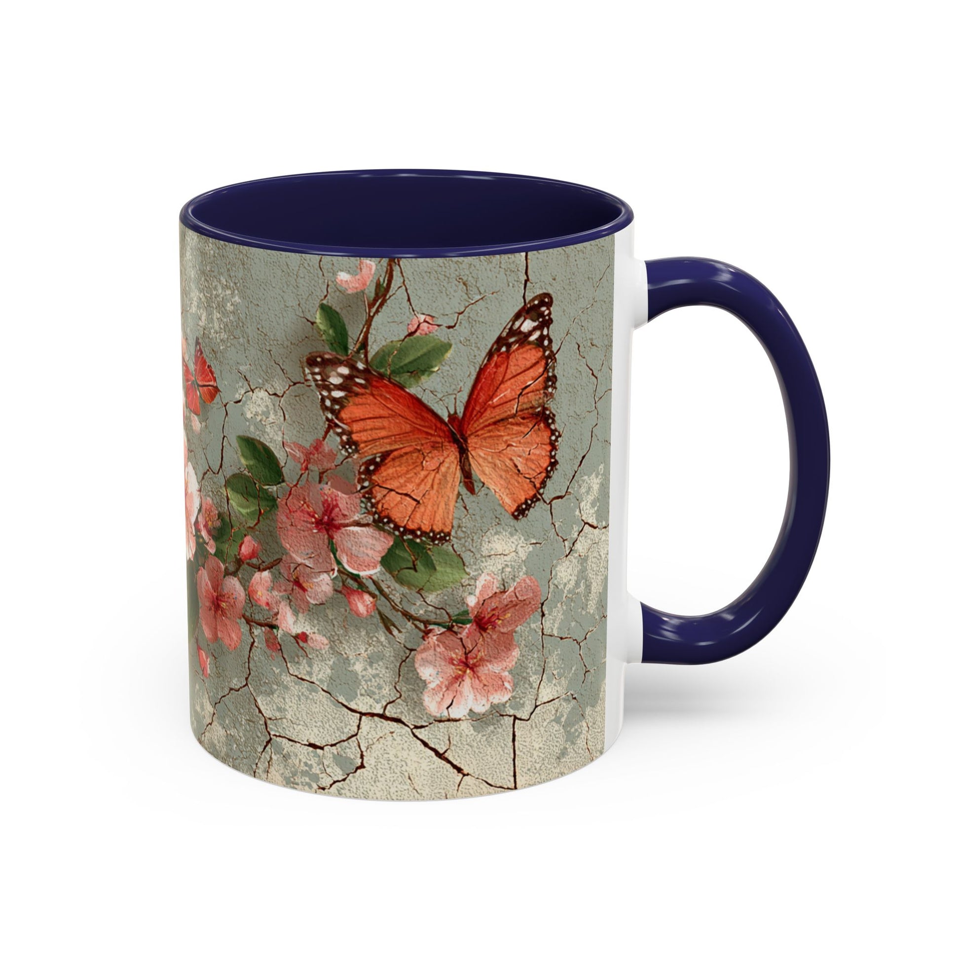 Floral Butterfly Accent Coffee Mug, Spring Gift, Kitchen Decor, Nature Lover Mug, Tea Cup