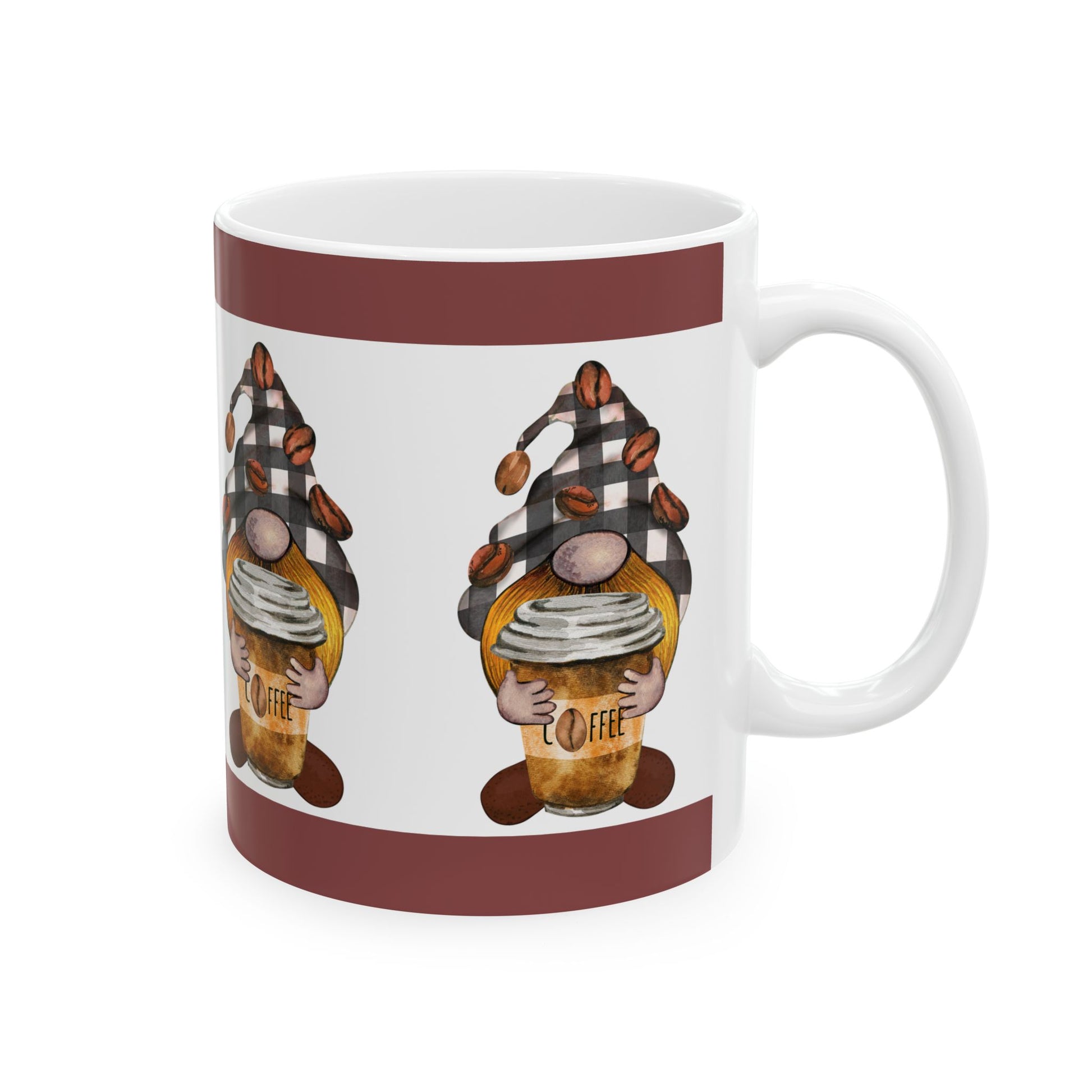 Coffee Gnome Ceramic Mug — Cute Gnome Holding Coffee Cup (11oz & 15oz)