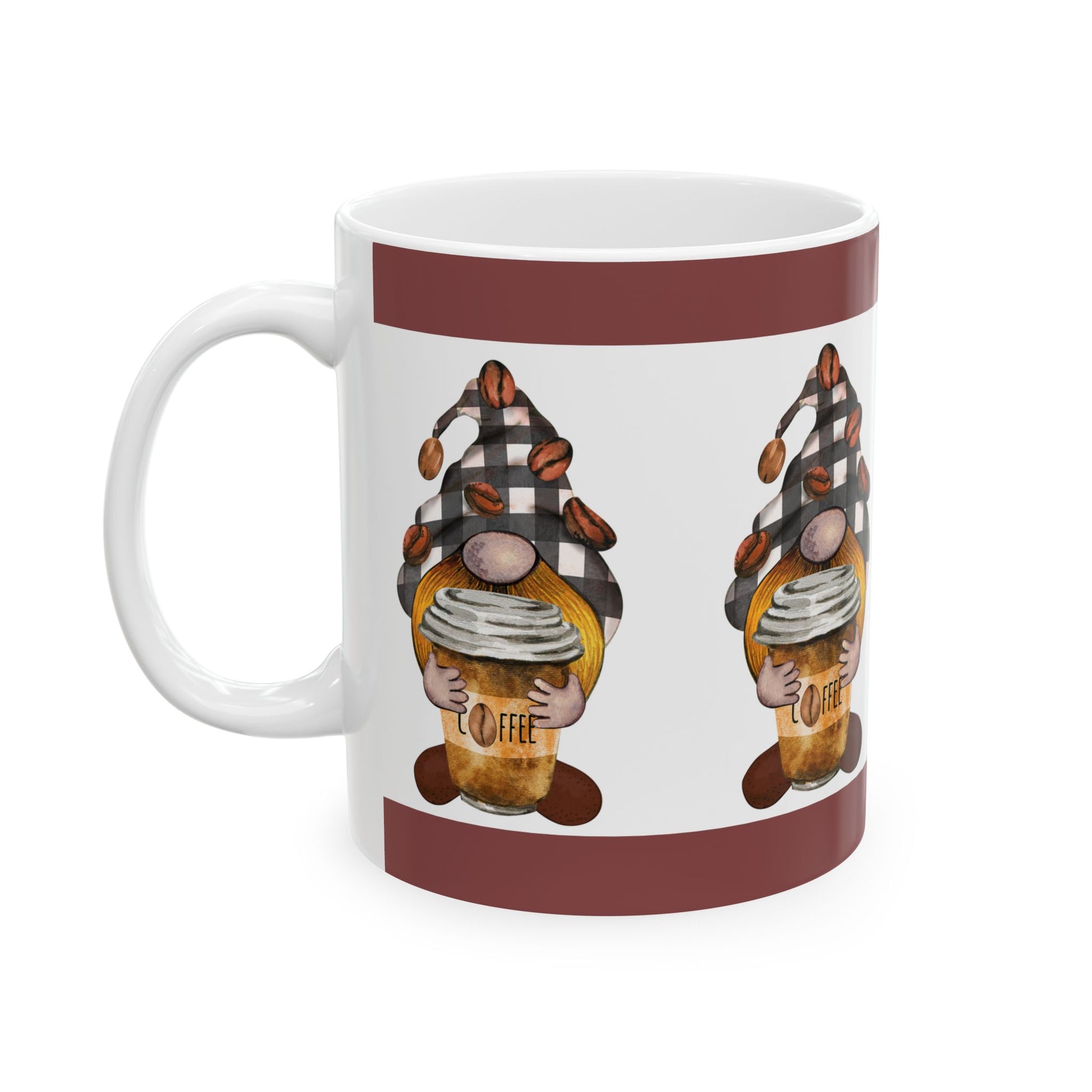 Coffee Gnome Ceramic Mug — Cute Gnome Holding Coffee Cup (11oz & 15oz)