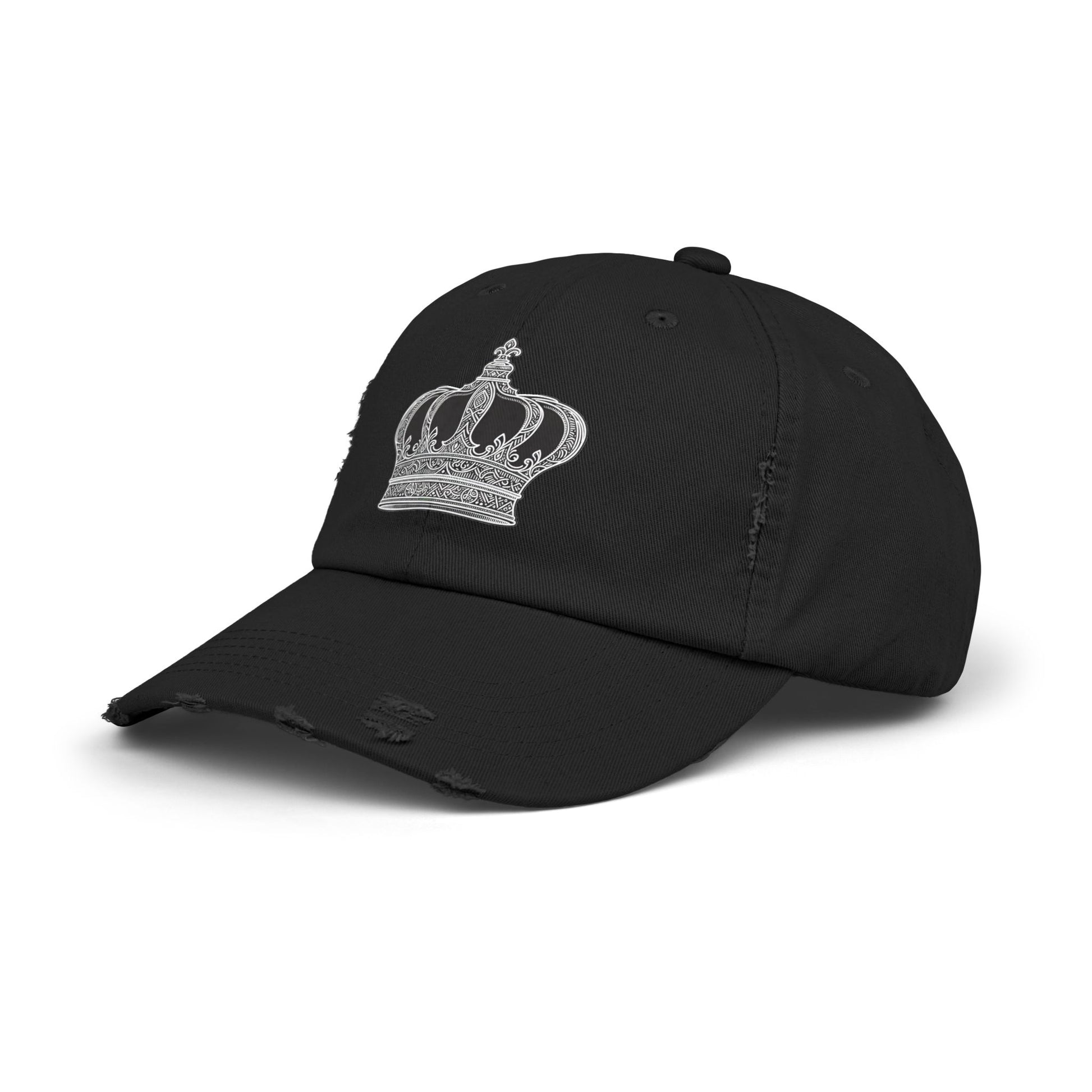 Crown Embroidered Unisex Distressed Cap