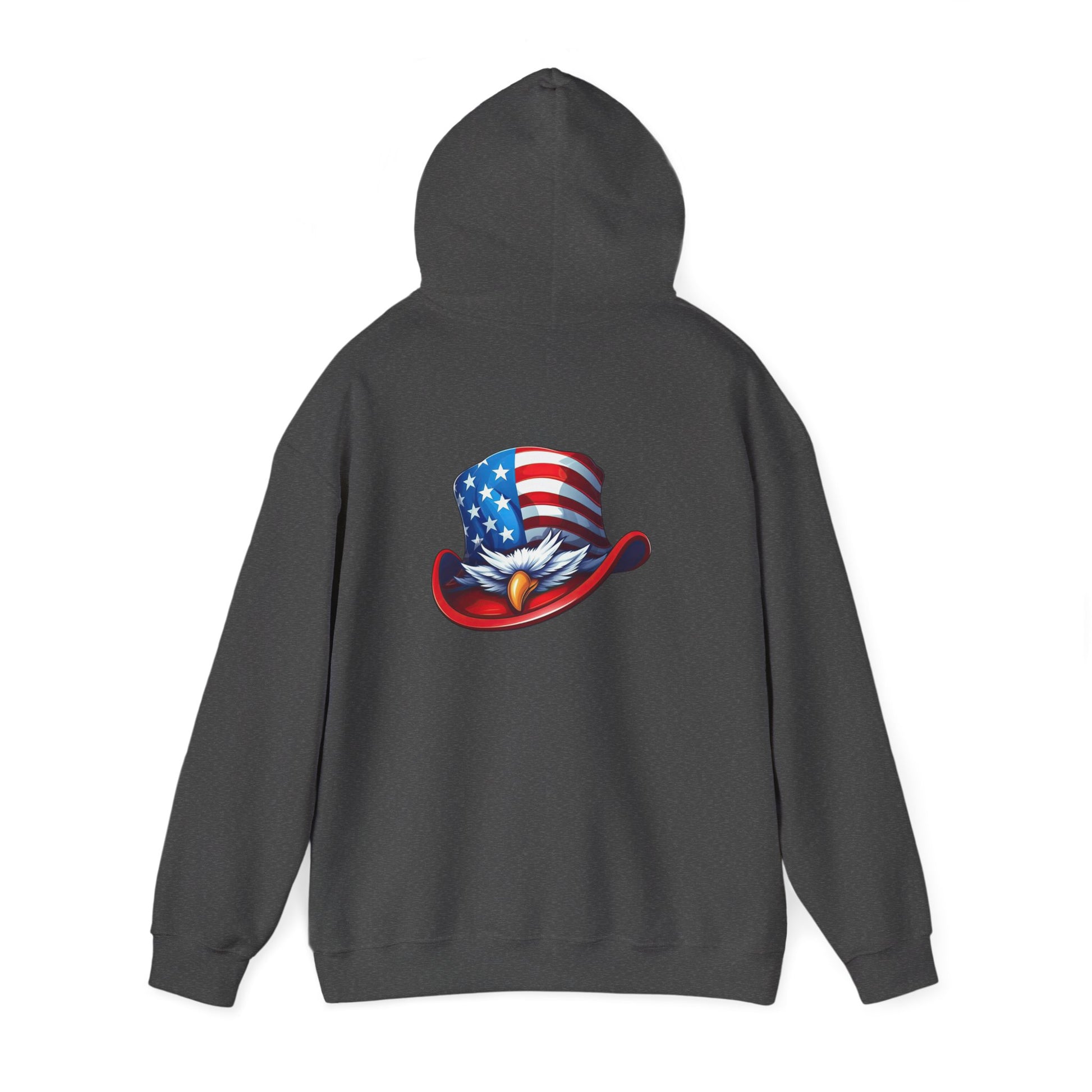 Patriotic Eagle Top Hat Hoodie — American Flag Bald Eagle Graphic Hoodie