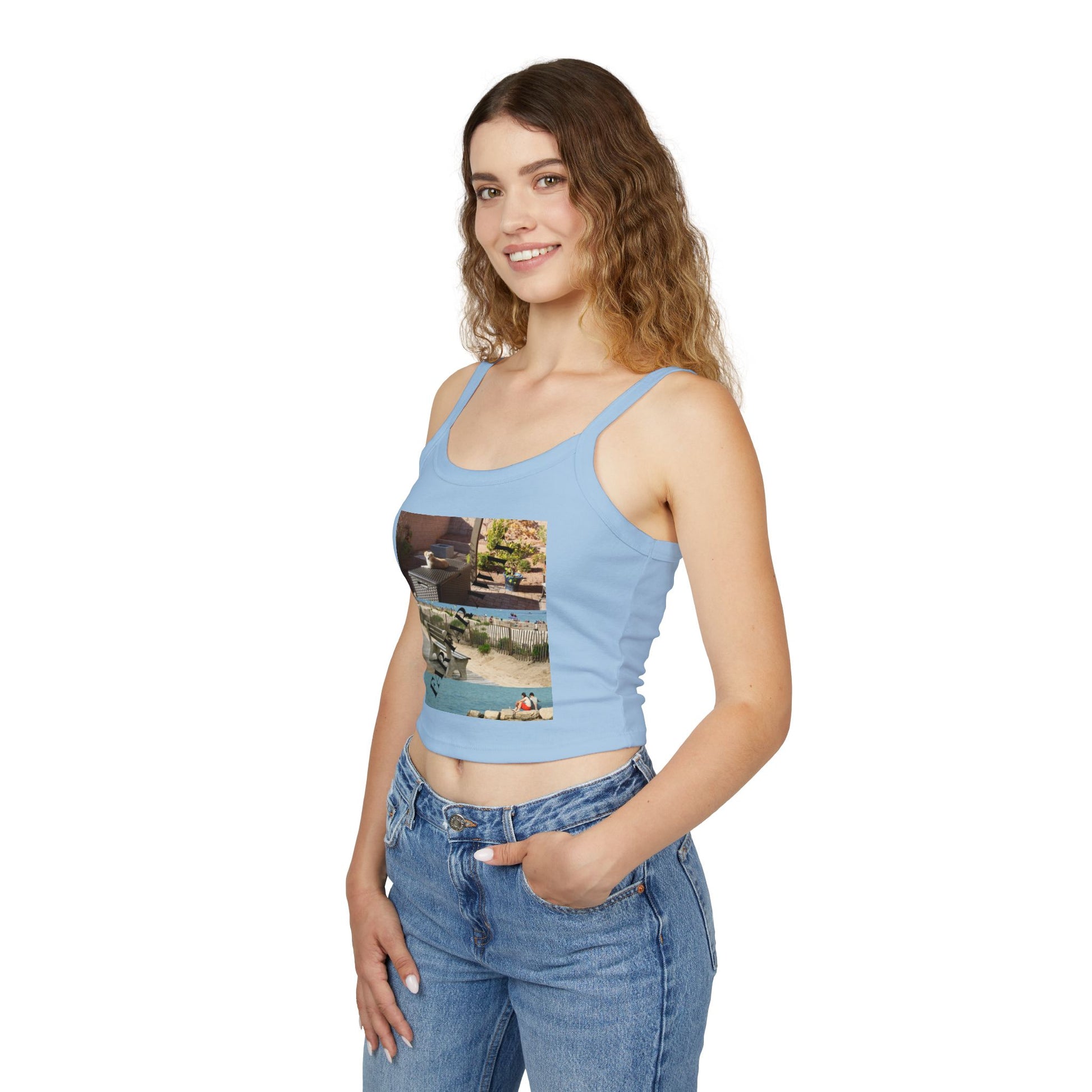 Tank Top — Vintage Poolside Photo Print Crop Tank