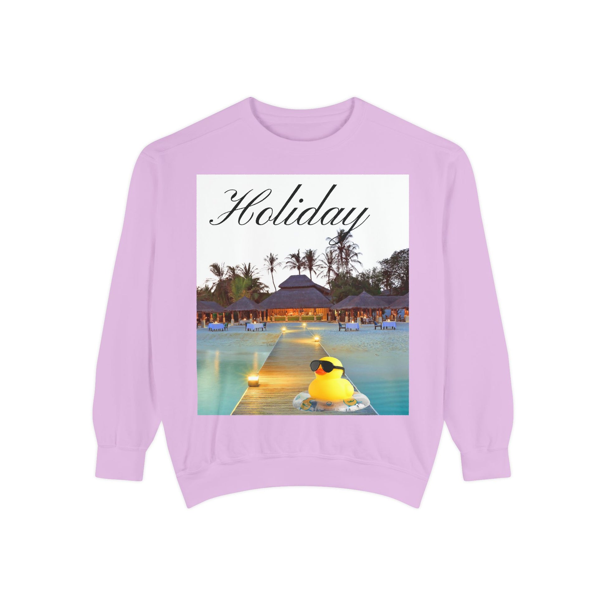 Holiday Rubber Duck Sweatshirt — Tropical Beach Graphic Sweatshirt