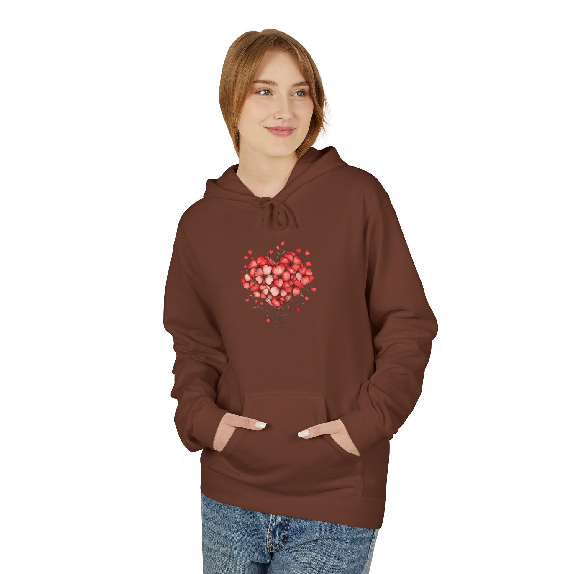 Rose Petal Heart Hoodie — Romantic Floral Valentine’s Day Sweatshirt