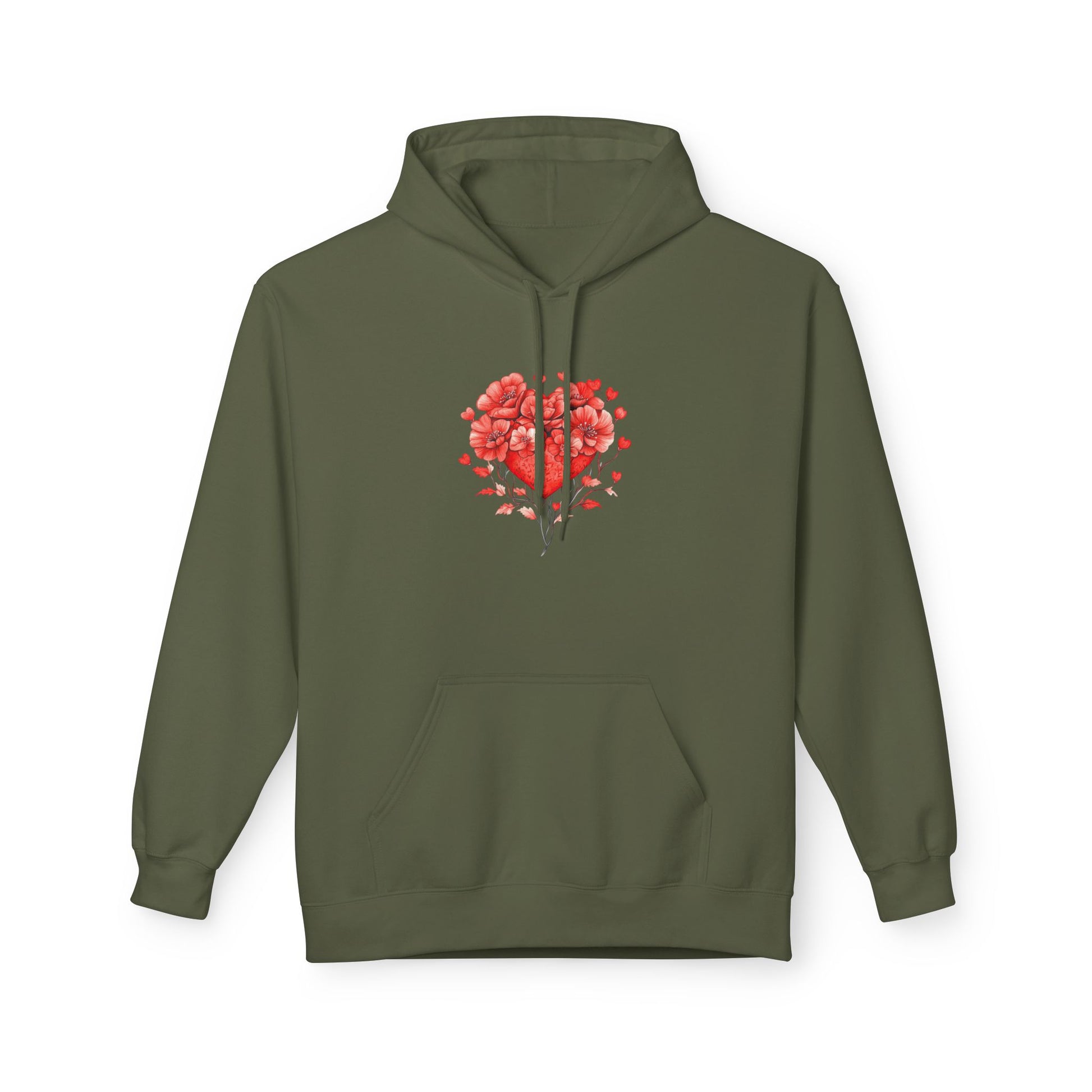 Heart of Roses Hoodie — Floral Heart Graphic Sweatshirt for Valentine's Day