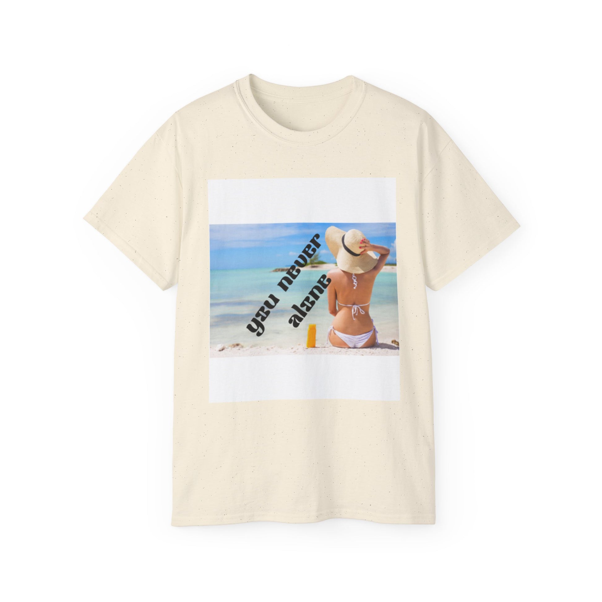 Beach Vibes Unisex Tee - 'You Never Alone' Graphic Tee, Summer Apparel, Casual Wear, Gift for Her, Relaxation Shirt