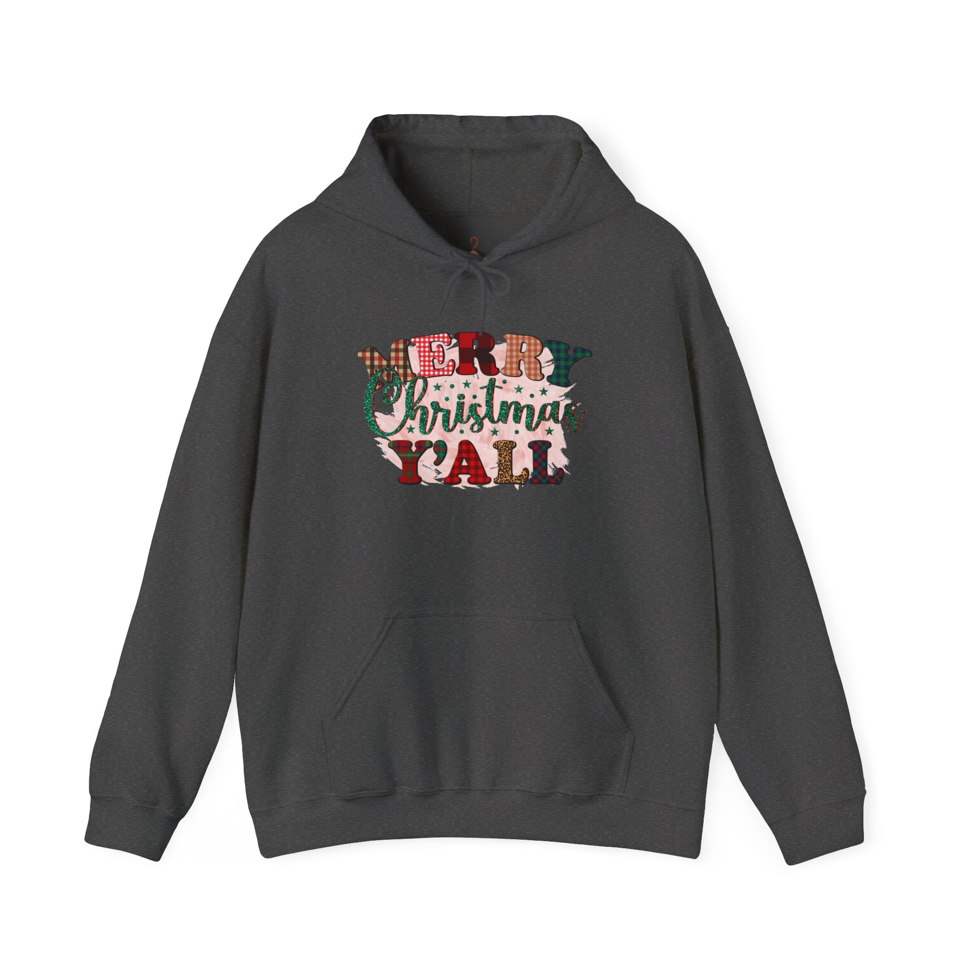 Merry Christmas Y'all Hoodie – Plaid Holiday Graphic Hooded Sweatshirt