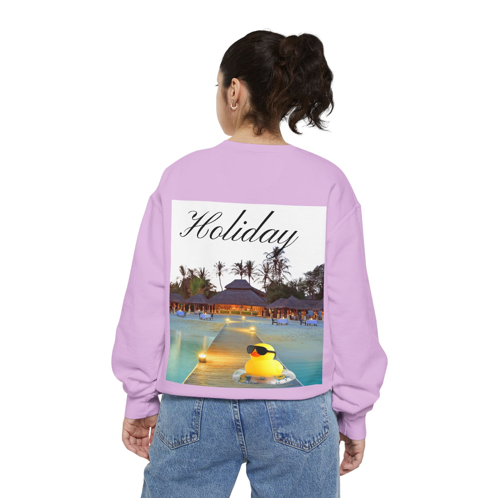 Holiday Rubber Duck Sweatshirt — Tropical Beach Graphic Sweatshirt