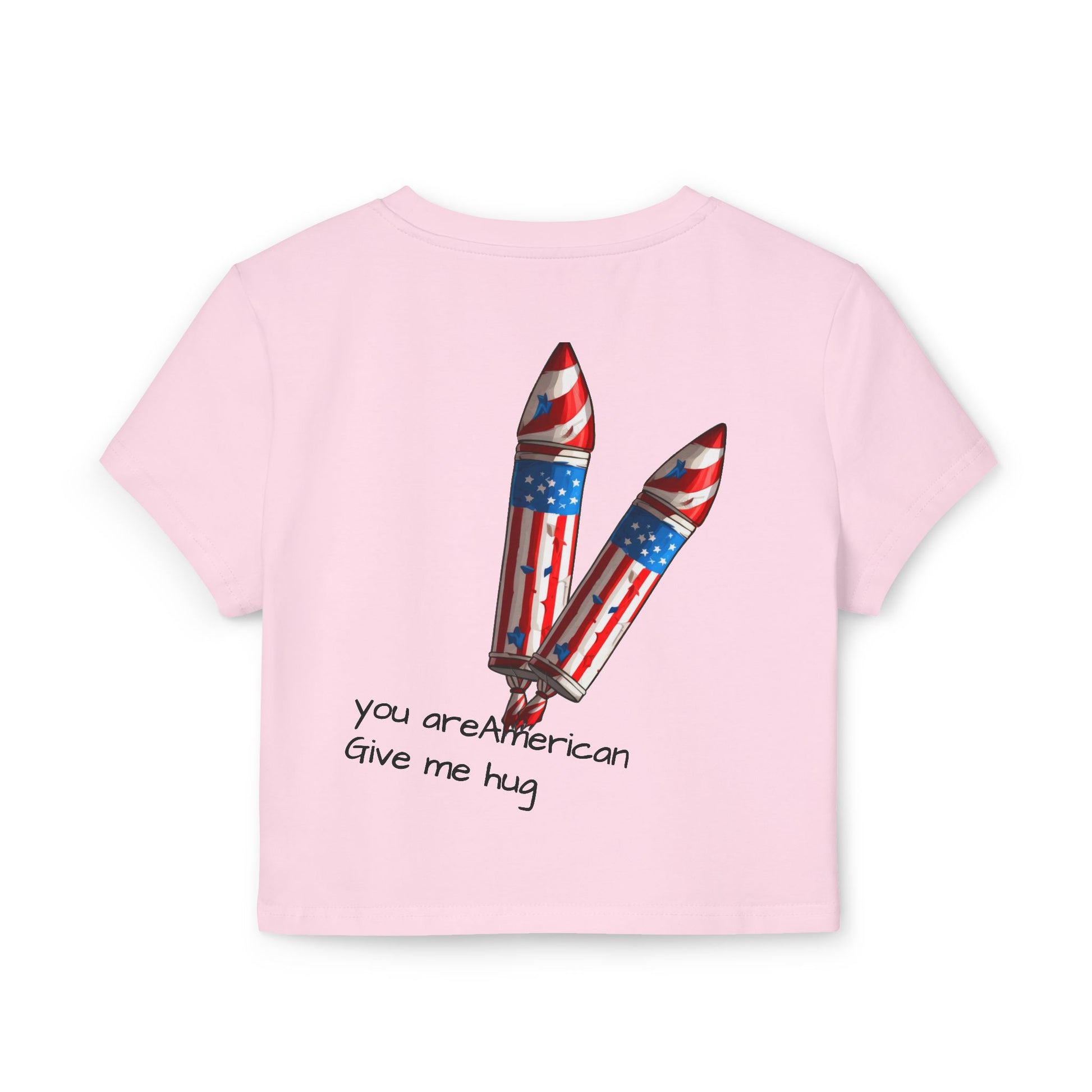 Patriotic Heart Baby Tee — American Flag Graphic Women's Crop Top