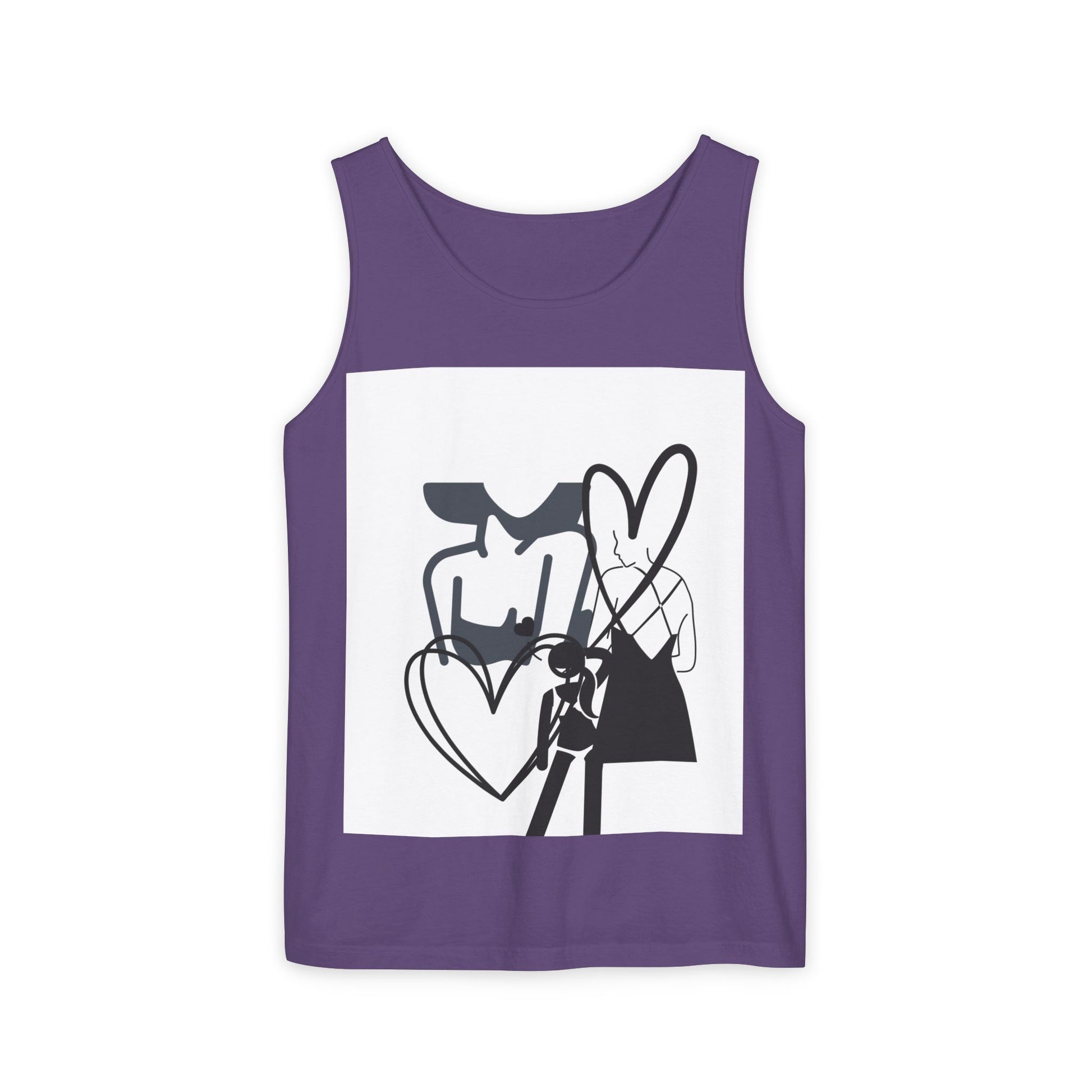 Abstract Love Graphic Tank Top — Minimalist Couple Heart Artwork