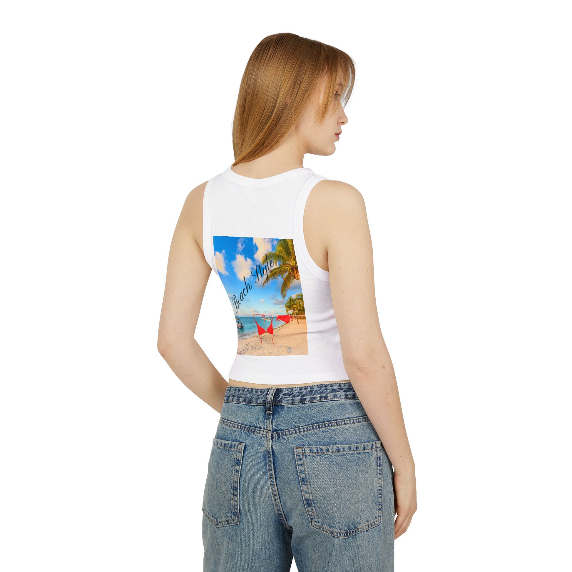 Beach Vibes Racer Tank Top — 'Beach Mode' Tropical Summer Crop