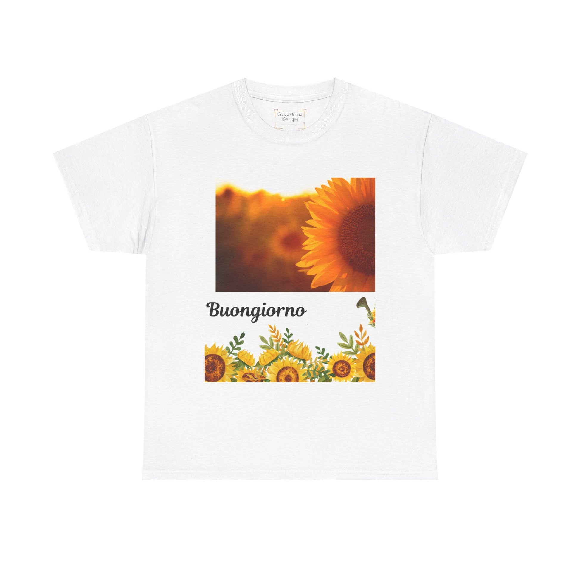 Buongiorno Sunflower Tee, Unisex Heavy Cotton Tee