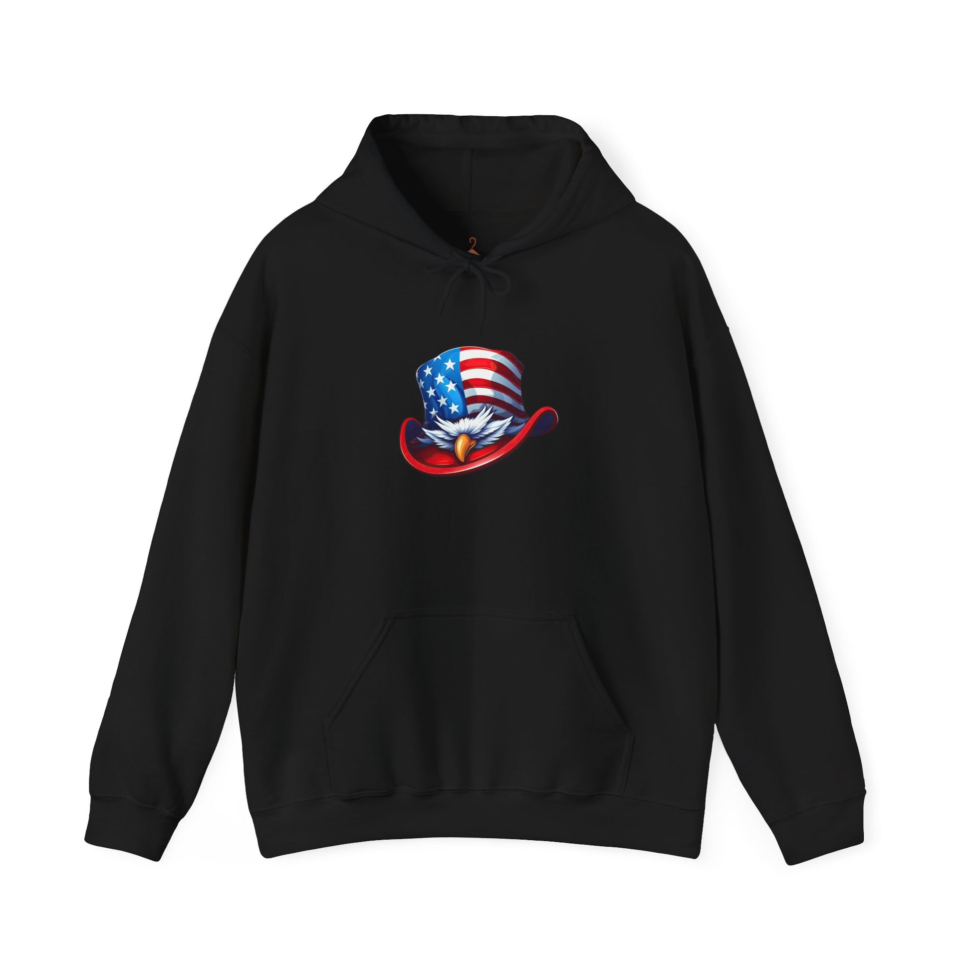 Patriotic Eagle Top Hat Hoodie — American Flag Bald Eagle Graphic Hoodie
