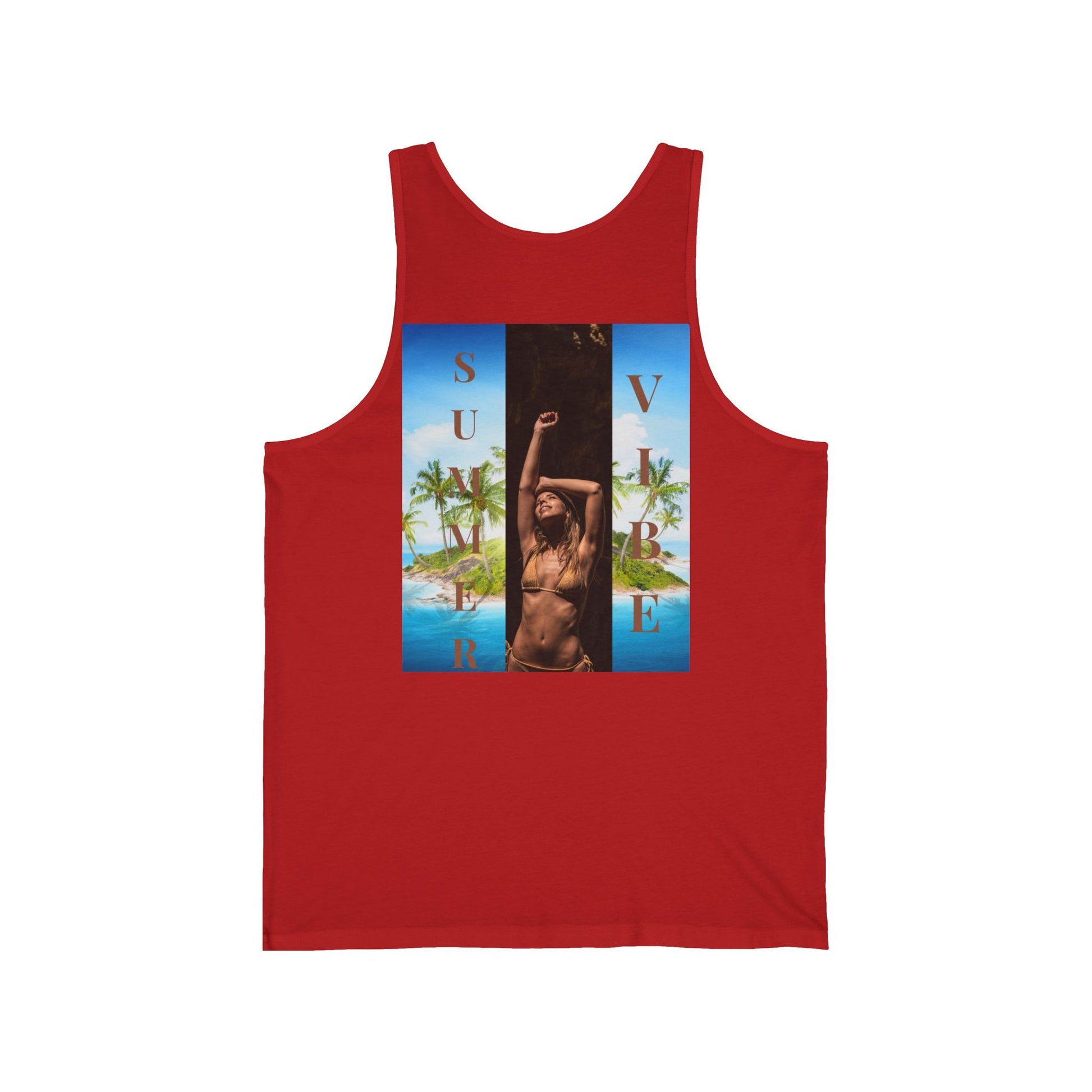 Summer Vibe Tank Top — Tropical Sunset Graphic Tank with 'SUMMER' Text
