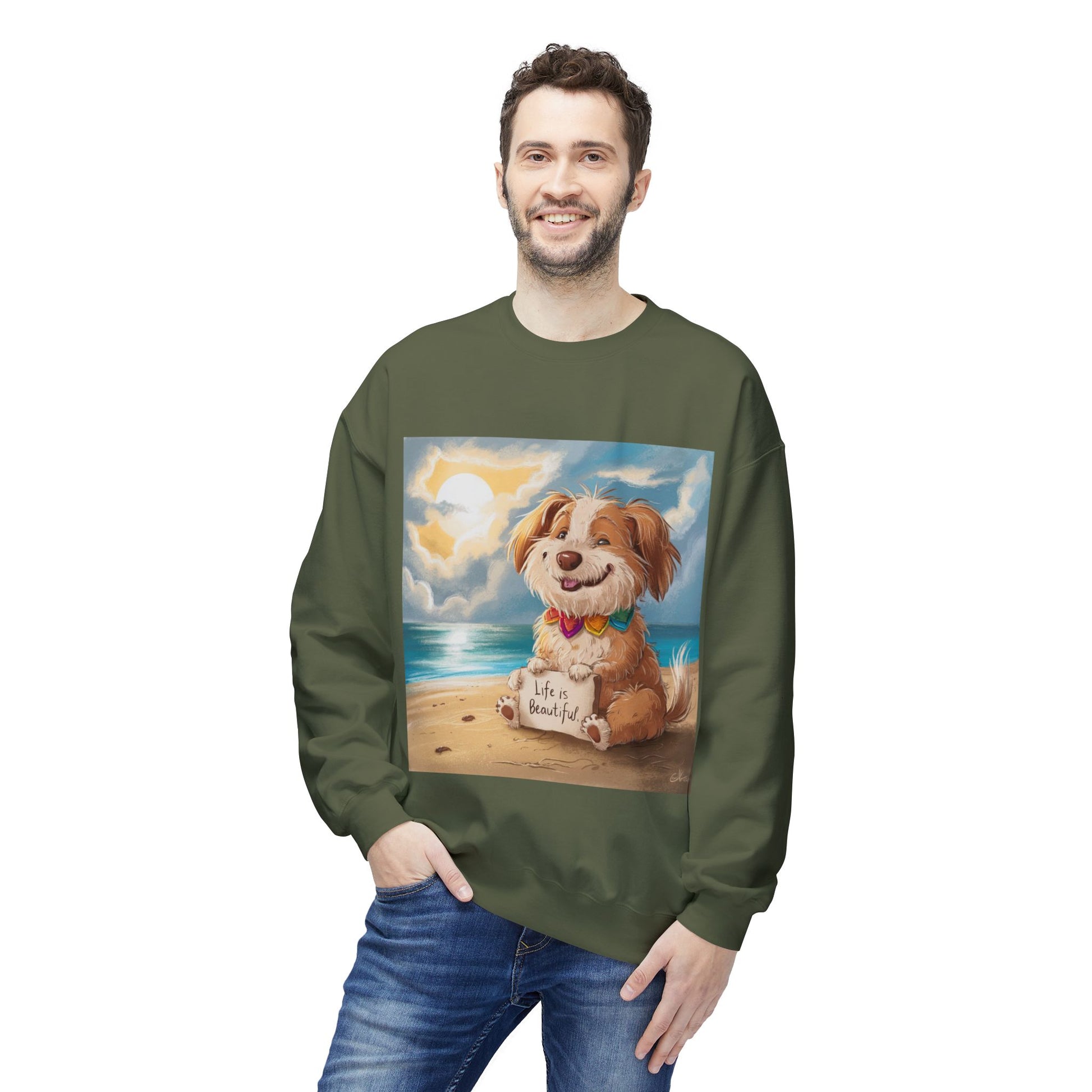 Dog Lover Crewneck Sweatshirt, Life is Beautiful