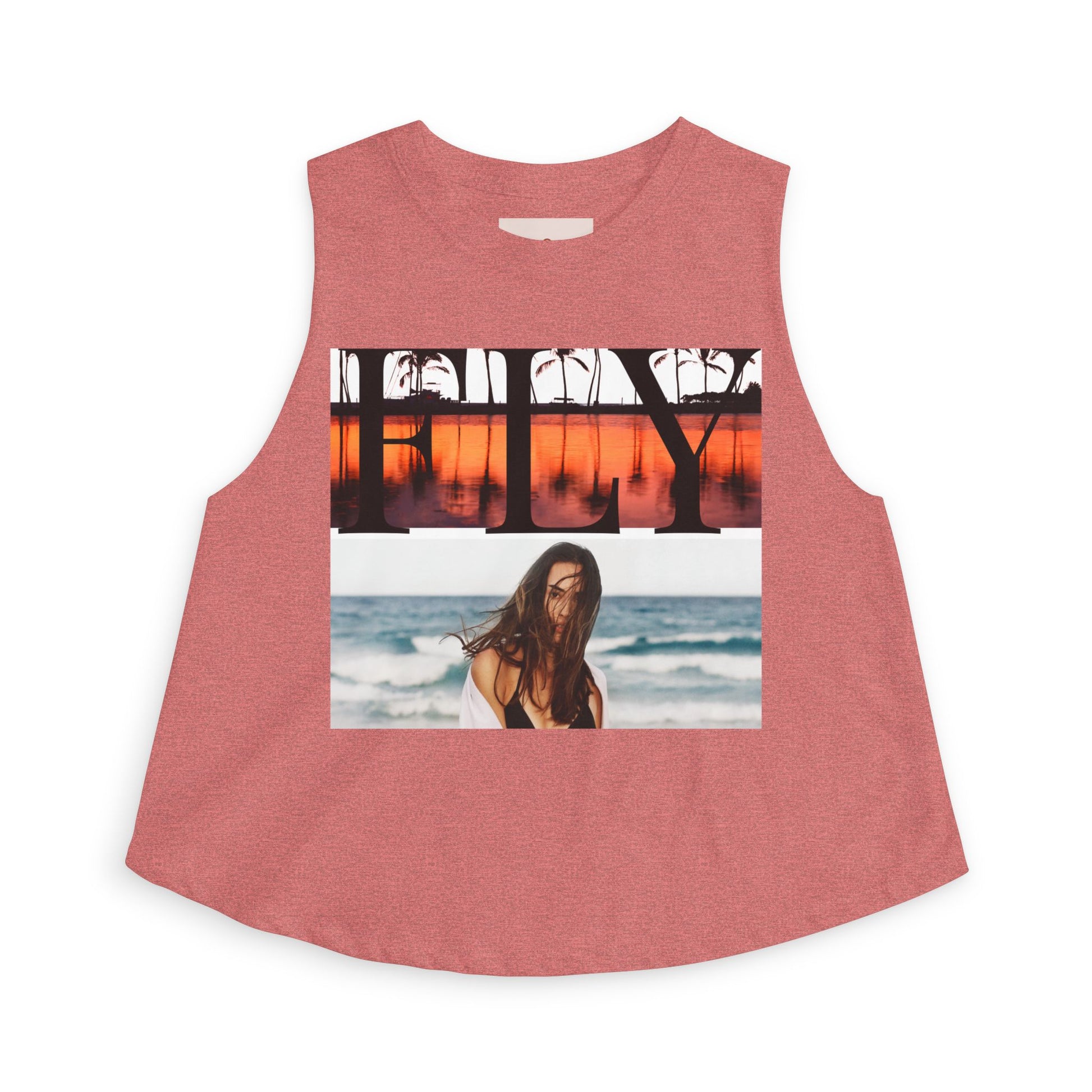 Beach Sunset Photo Crop Top — Women’s Coastal Graphic Tank