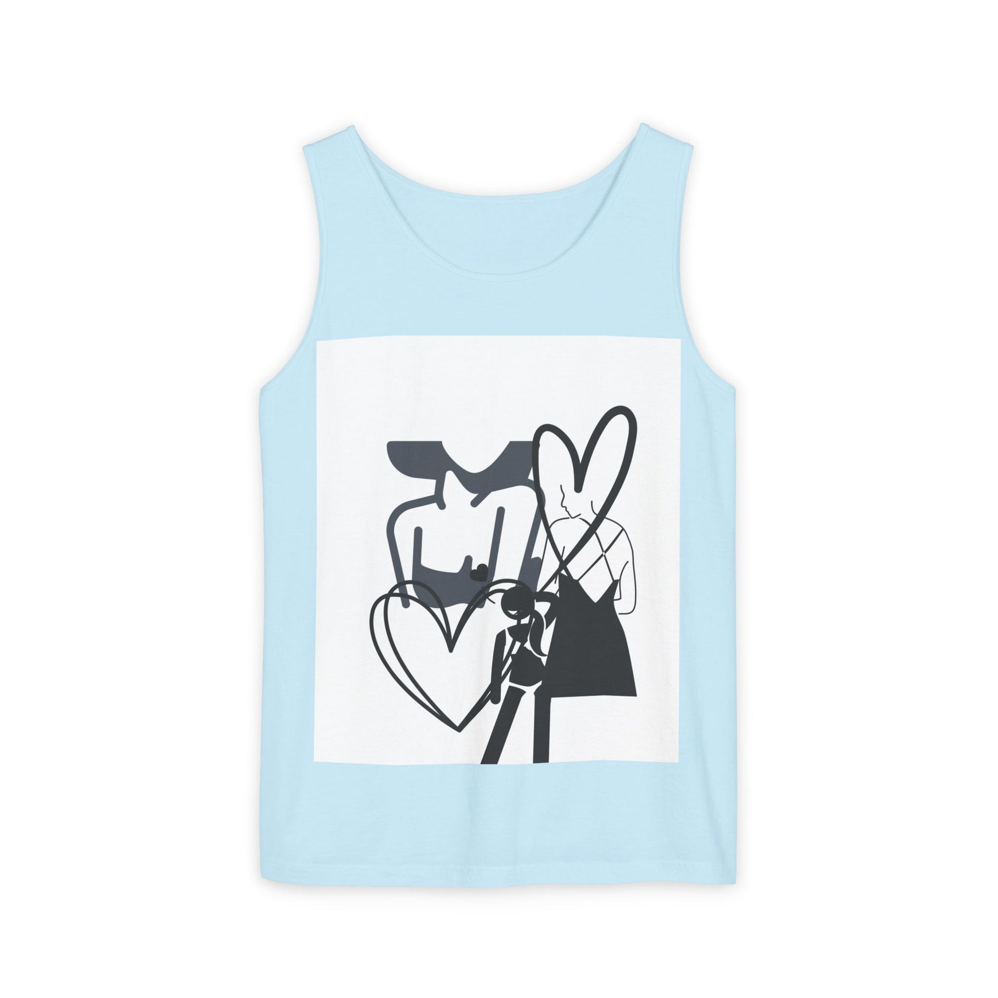 Abstract Love Graphic Tank Top — Minimalist Couple Heart Artwork