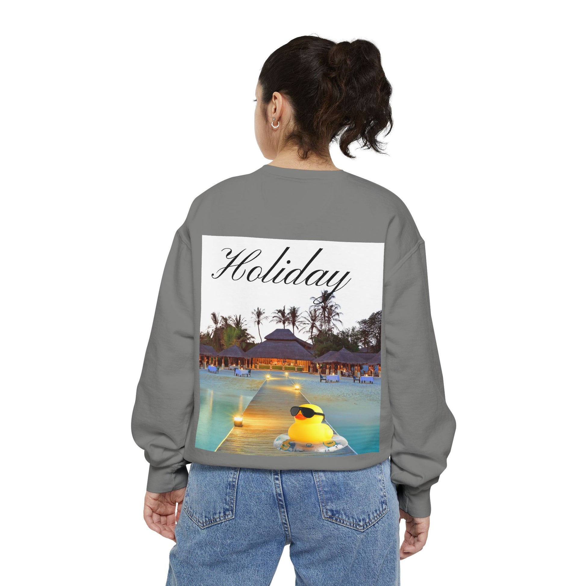 Holiday Rubber Duck Sweatshirt — Tropical Beach Graphic Sweatshirt