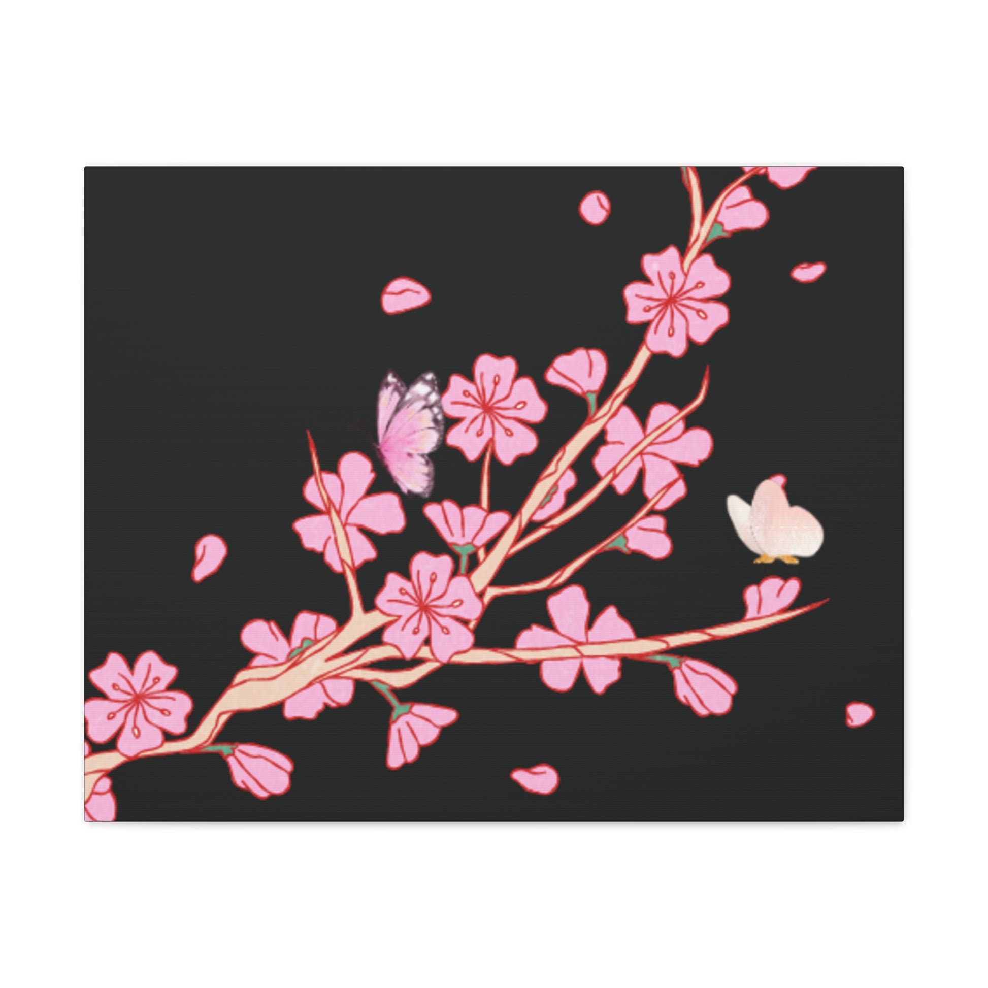 Canvas Wall Art - Spring Flower with Butterflies Home Decor