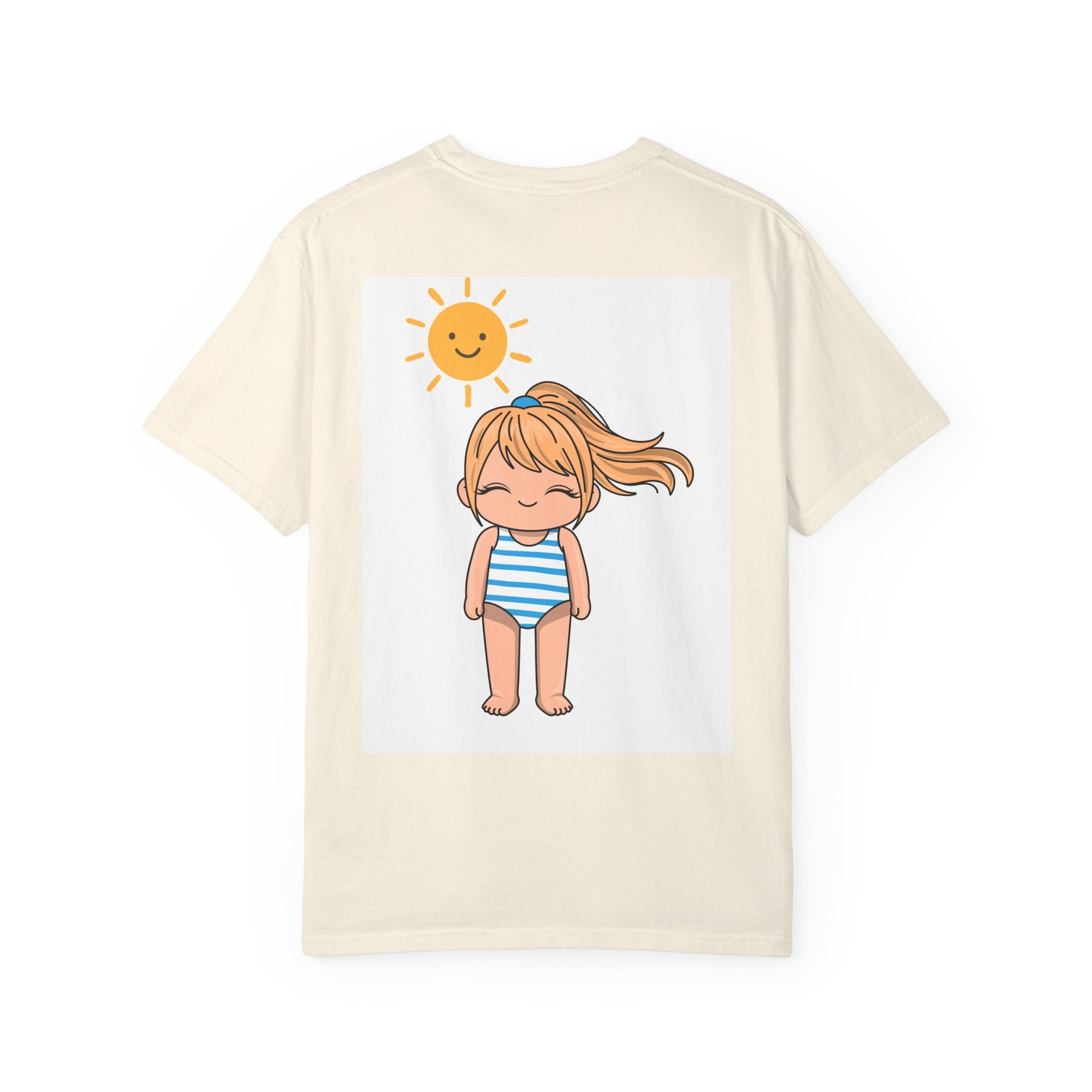 Cute Girl in Swimsuit T-Shirt — Sunny Beach Cartoon Tee
