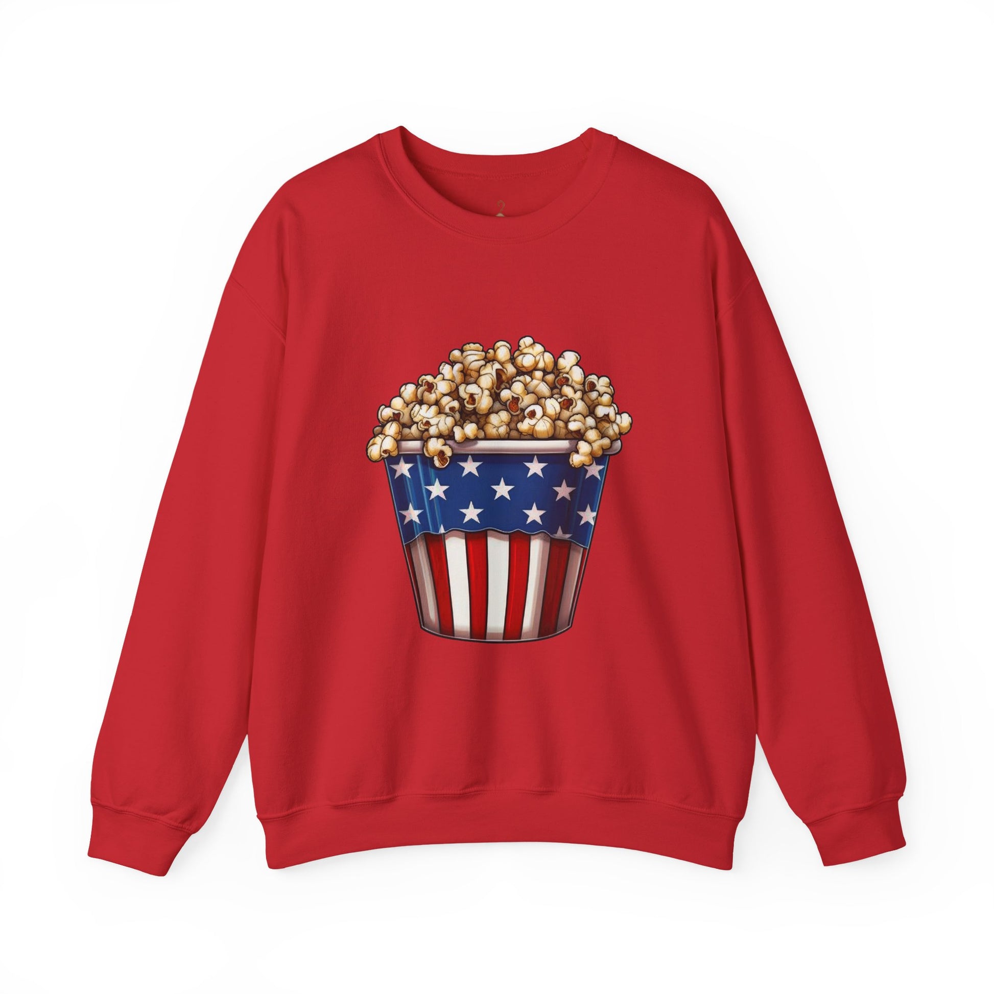 American Flag Popcorn Sweatshirt – Patriotic 4th of July Crewneck