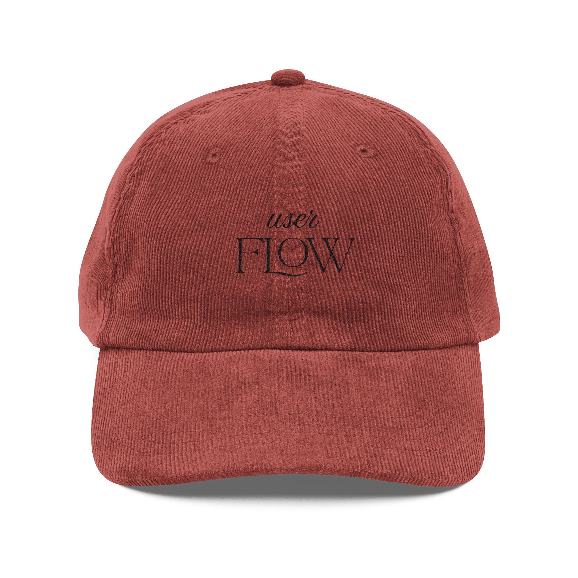 Vintage Corduroy Cap - 'User Flow' Embroidered Retro Baseball Hat