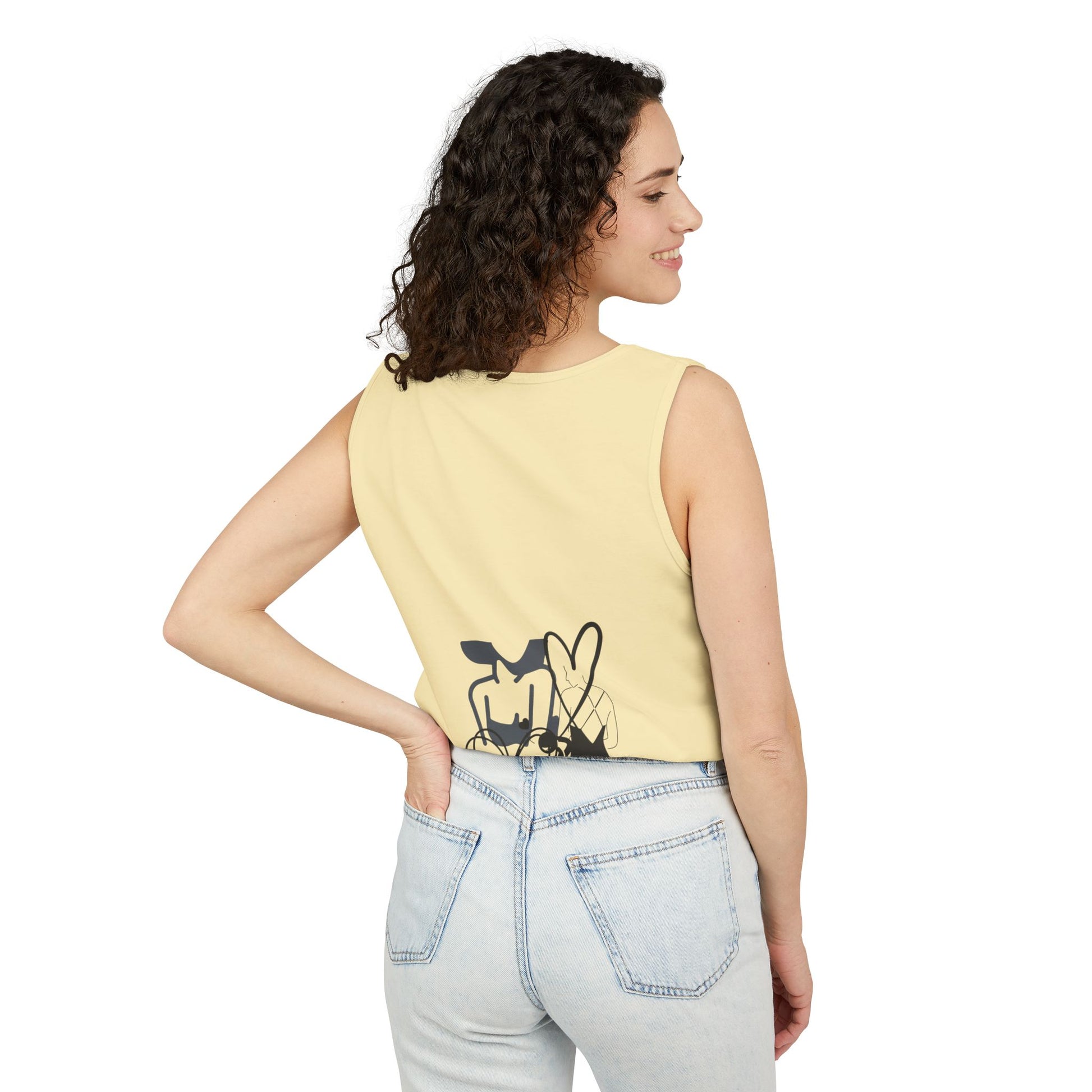 Abstract Love Graphic Tank Top — Minimalist Couple Heart Artwork
