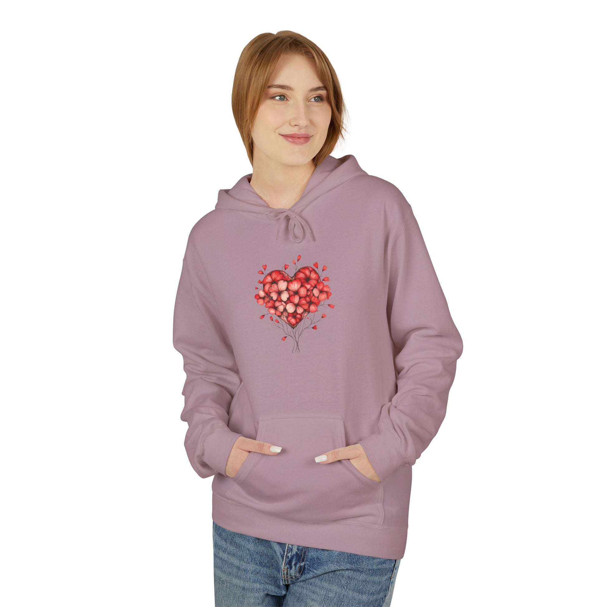 Rose Petal Heart Hoodie — Romantic Floral Valentine’s Day Sweatshirt