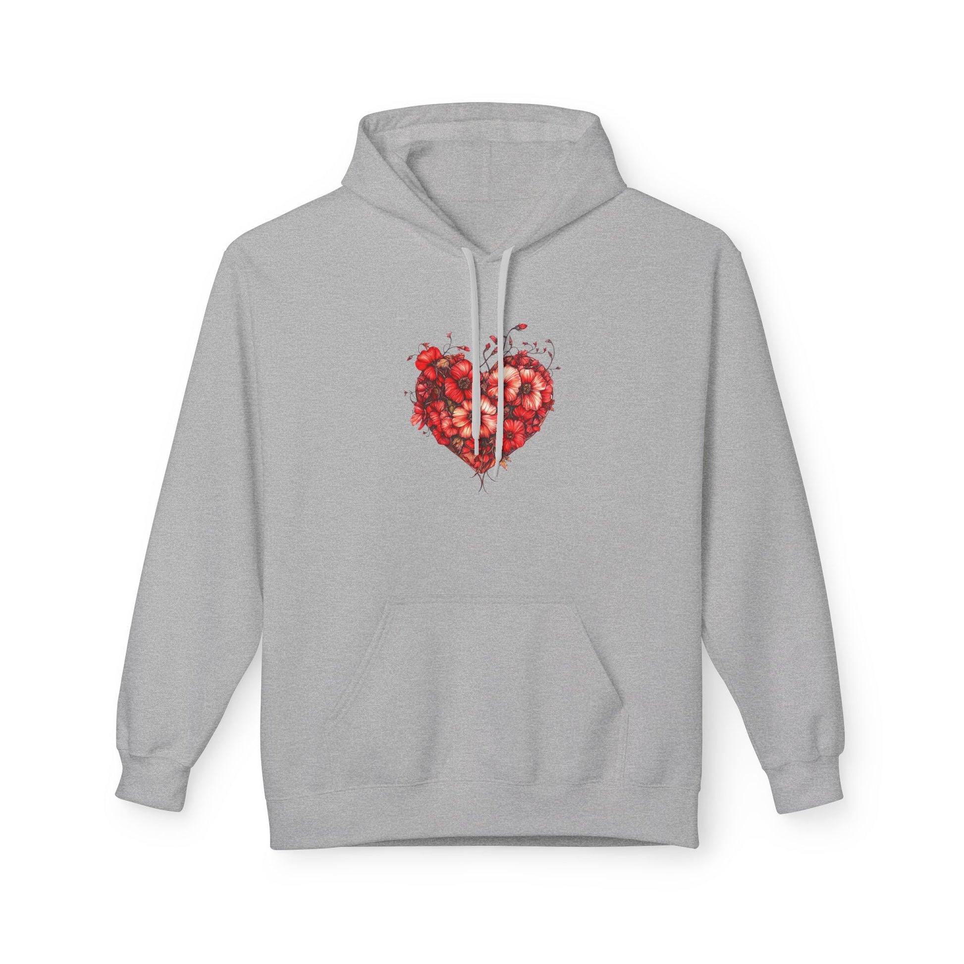 Watercolor Rose Heart Hoodie — Floral Valentine Pullover