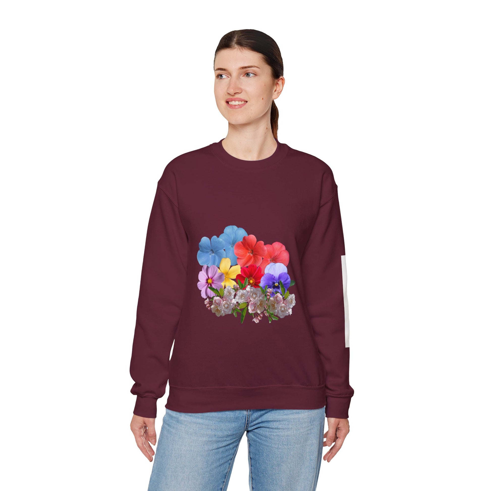 Floral Art Crewneck Sweatshirt - Cozy Unisex Pullover for Trendy Styles, Spring Fashion, Gift for Her, Casual Wear, Everyday Comfort