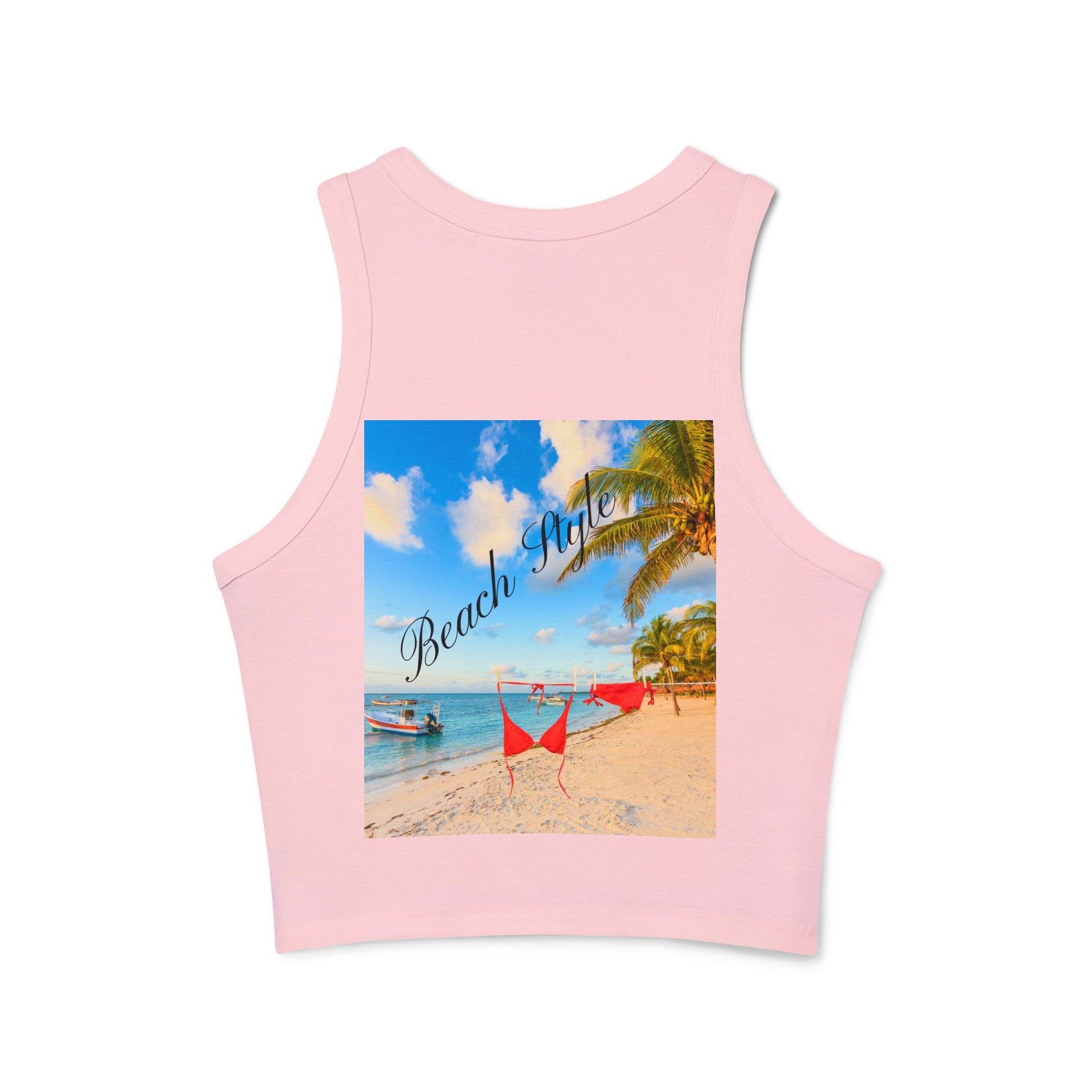 Beach Vibes Racer Tank Top — 'Beach Mode' Tropical Summer Crop
