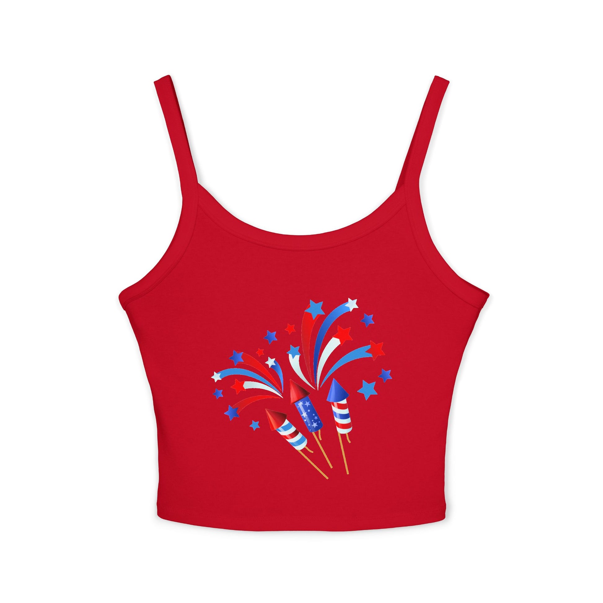Patriotic Fireworks Tank Top — Red, White & Blue Rocket Sparkle