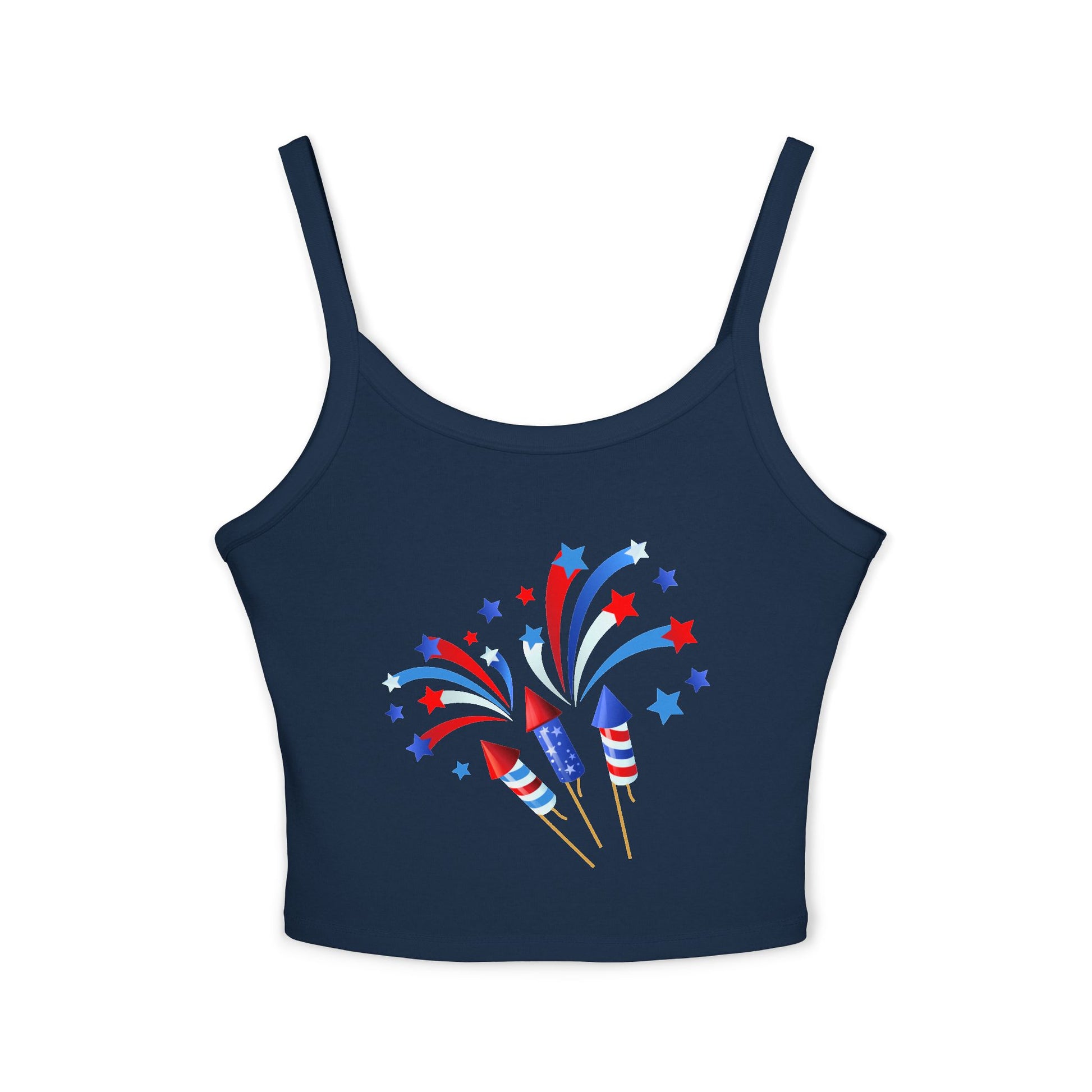 Patriotic Fireworks Tank Top — Red, White & Blue Rocket Sparkle