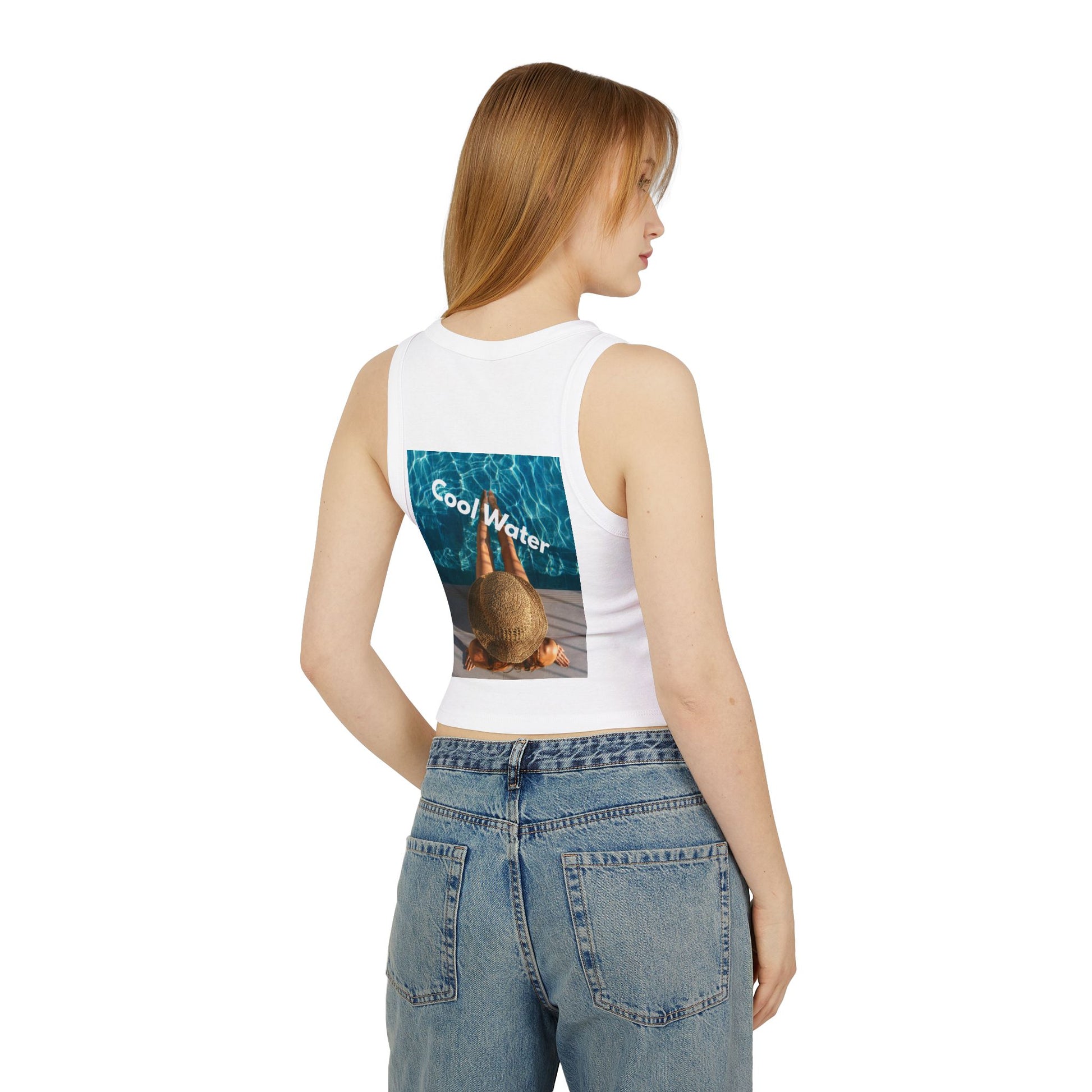 Racer Tank — 'Cool Water' Poolside Sun Hat Photo Tank Top