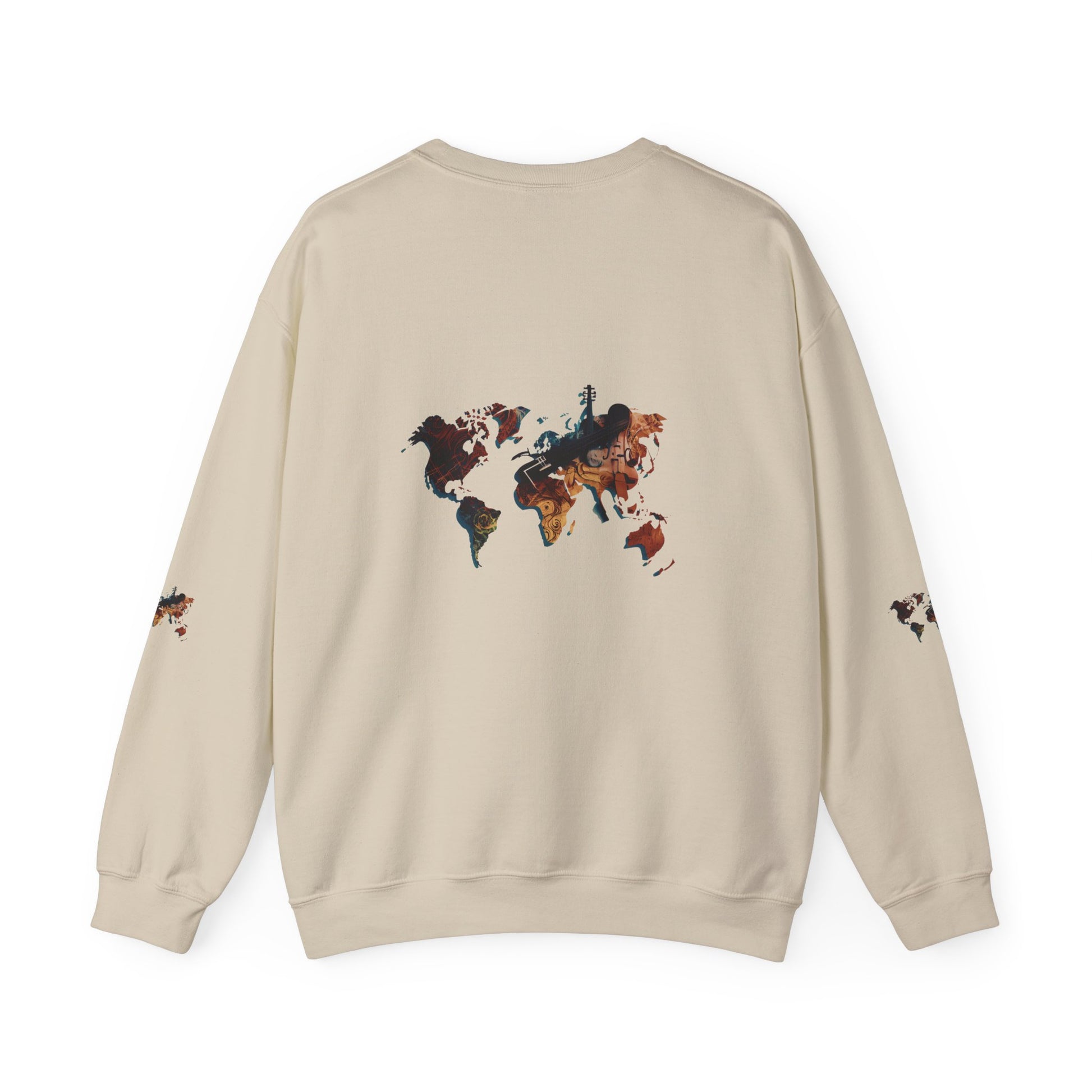 World Map Marble Crewneck Sweatshirt — Artistic Travel Map Pullover