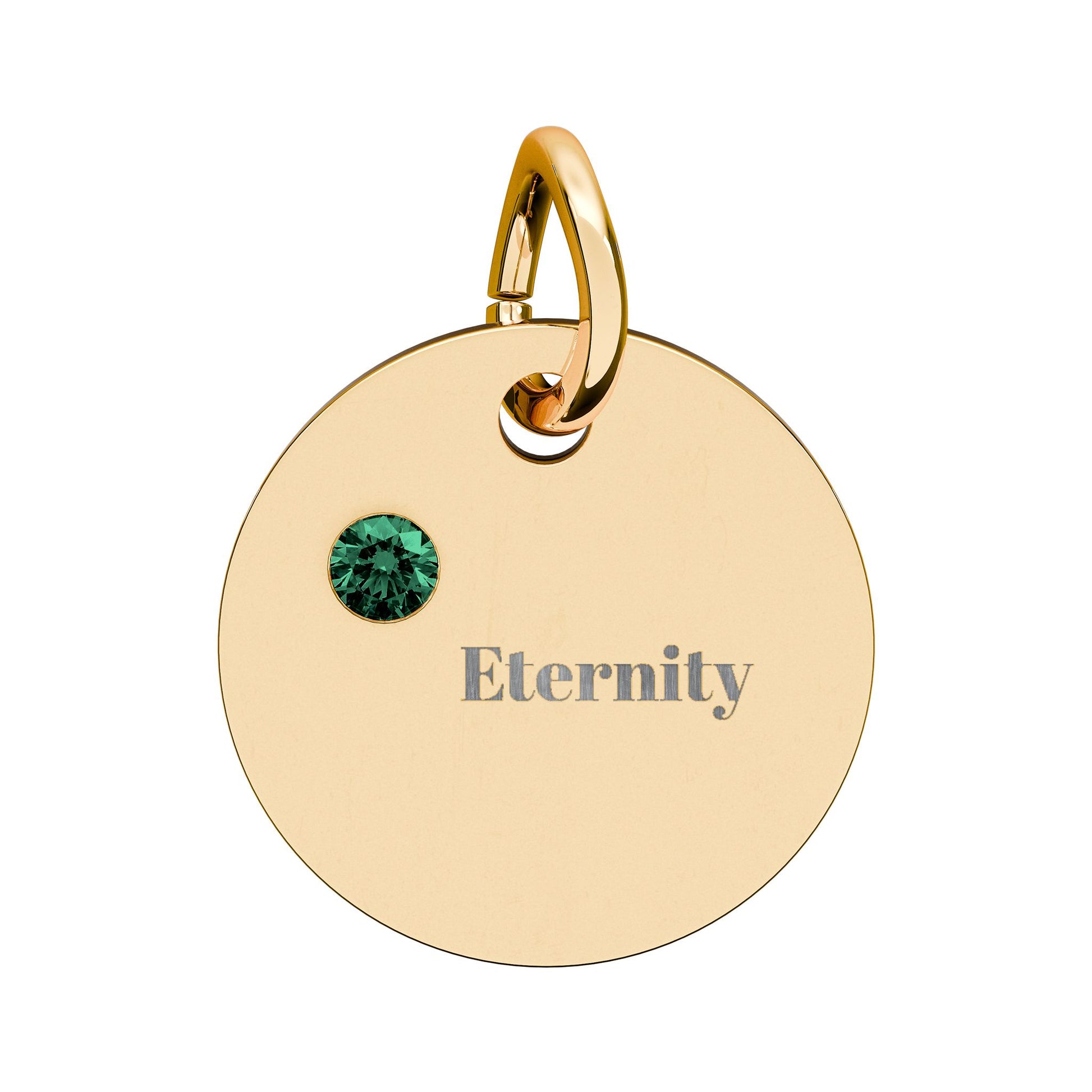 Engravable Birthstone Circle Charm — Personalized 'Eternity' Pendant