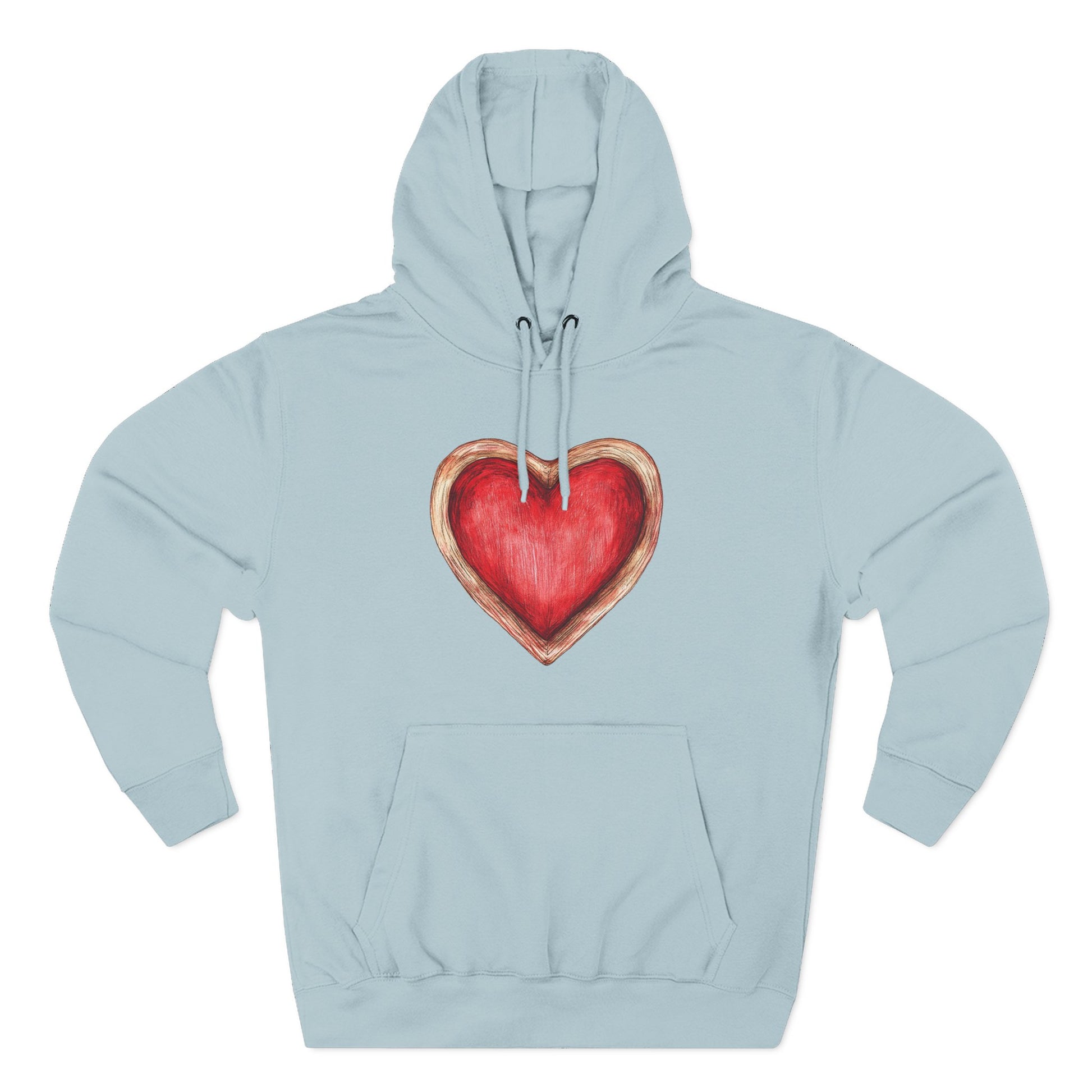 Heart Watercolor Hoodie — Hand-Painted Red Heart Pullover for Valentine's Day