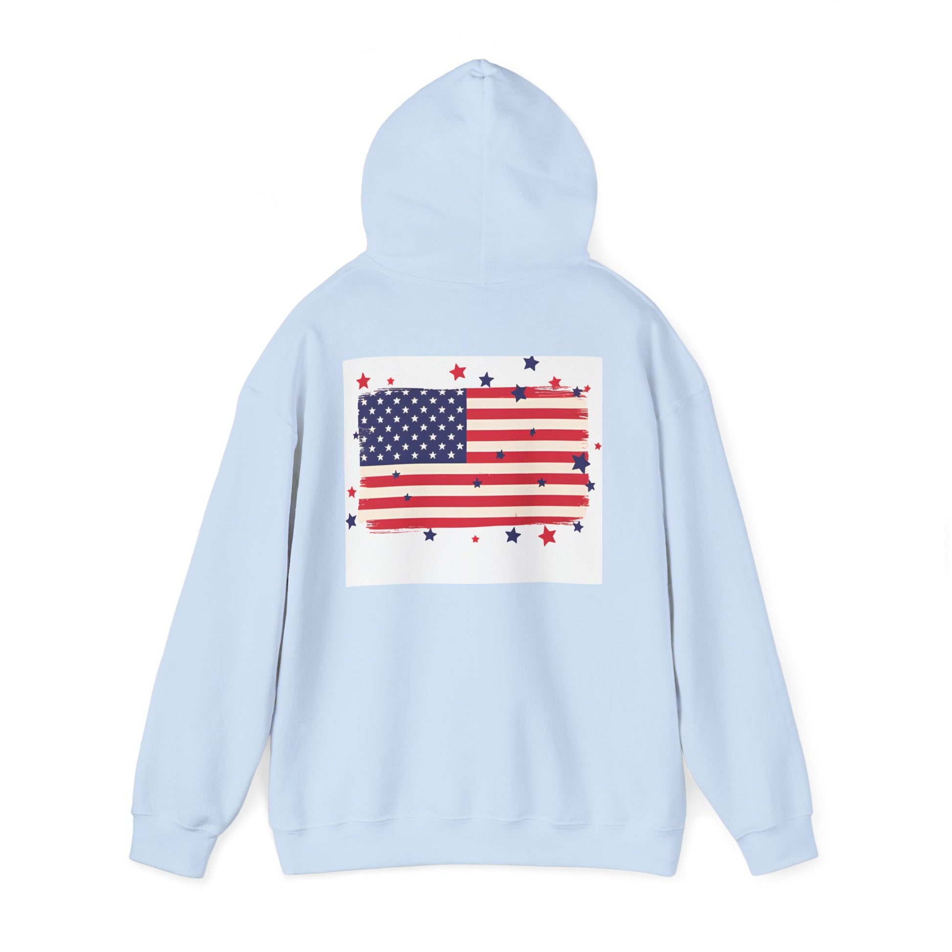 Patriotic Hooded Sweatshirt with Stars and Stripes