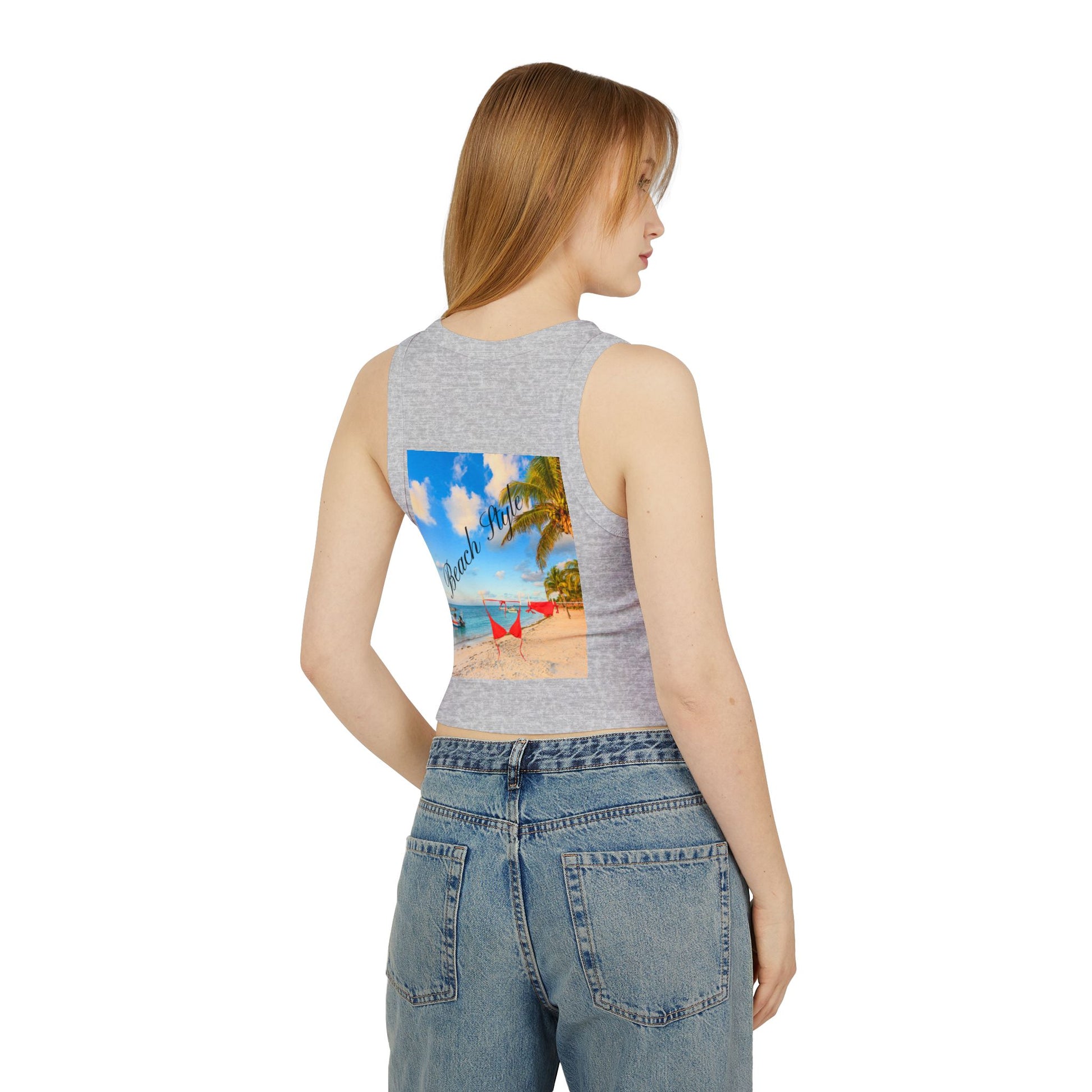 Beach Vibes Racer Tank Top — 'Beach Mode' Tropical Summer Crop