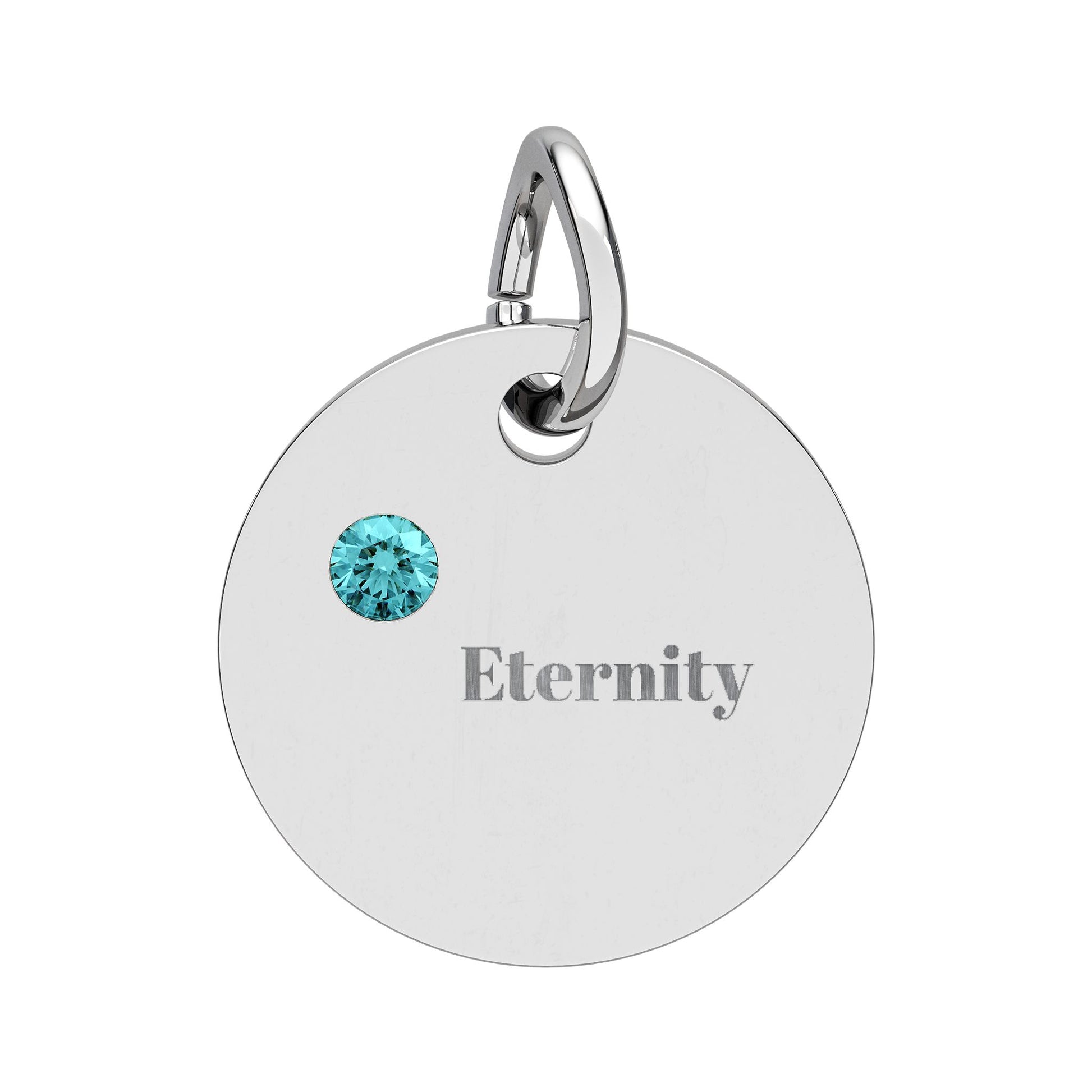 Engravable Birthstone Circle Charm — Personalized 'Eternity' Pendant