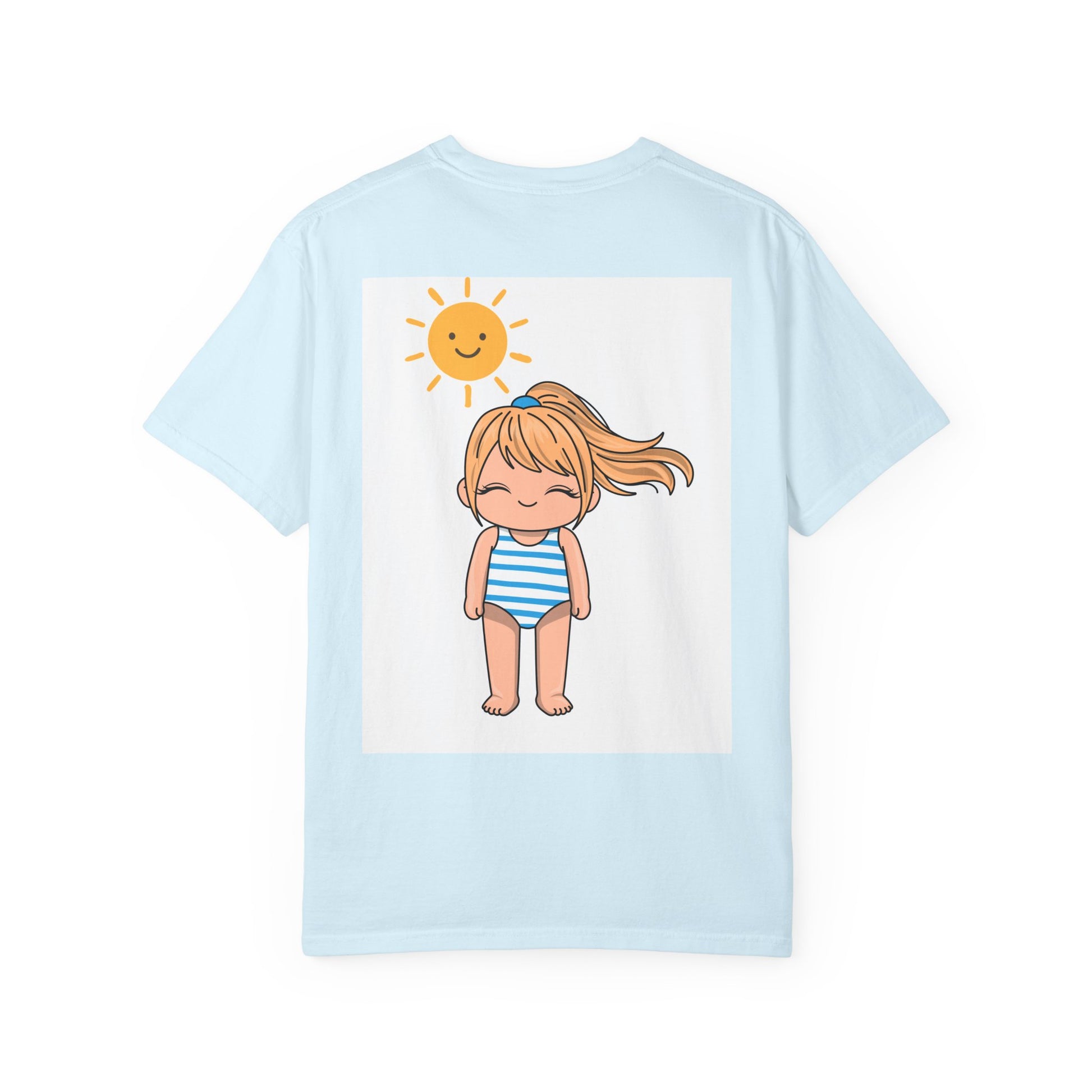 Cute Girl in Swimsuit T-Shirt — Sunny Beach Cartoon Tee